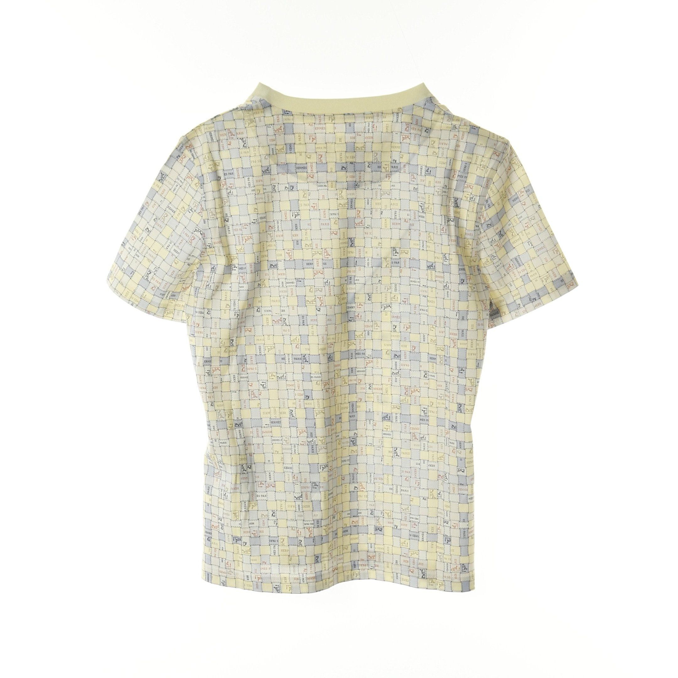 Hermes Hermes Micro T-Shirt Bolduc Check Cotton Light Yellow Blue Gray Ivory Size ONE SIZE - 2 Thumbnail