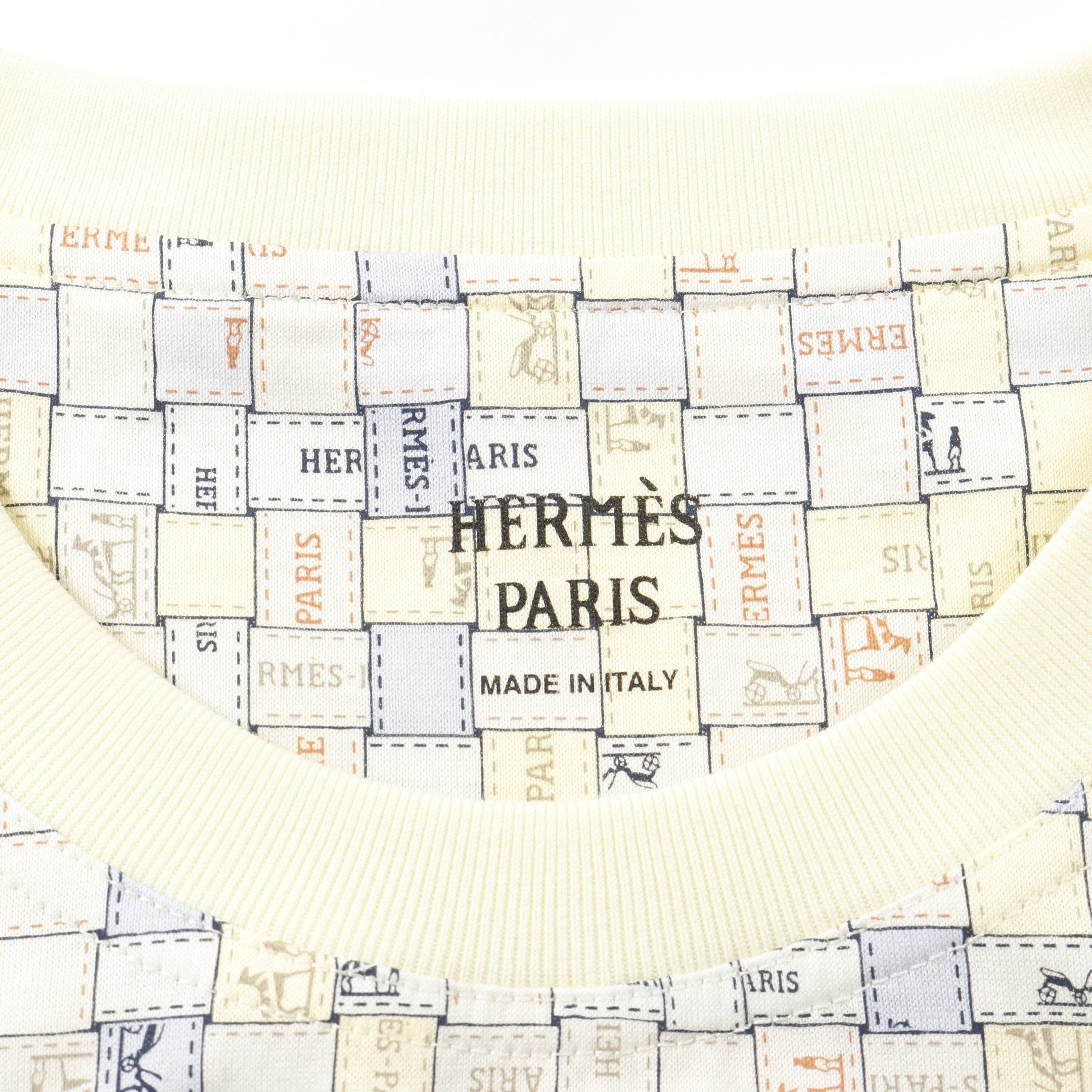 Hermes Hermes Micro T-Shirt Bolduc Check Cotton Light Yellow Blue Gray Ivory Size ONE SIZE - 3 Thumbnail