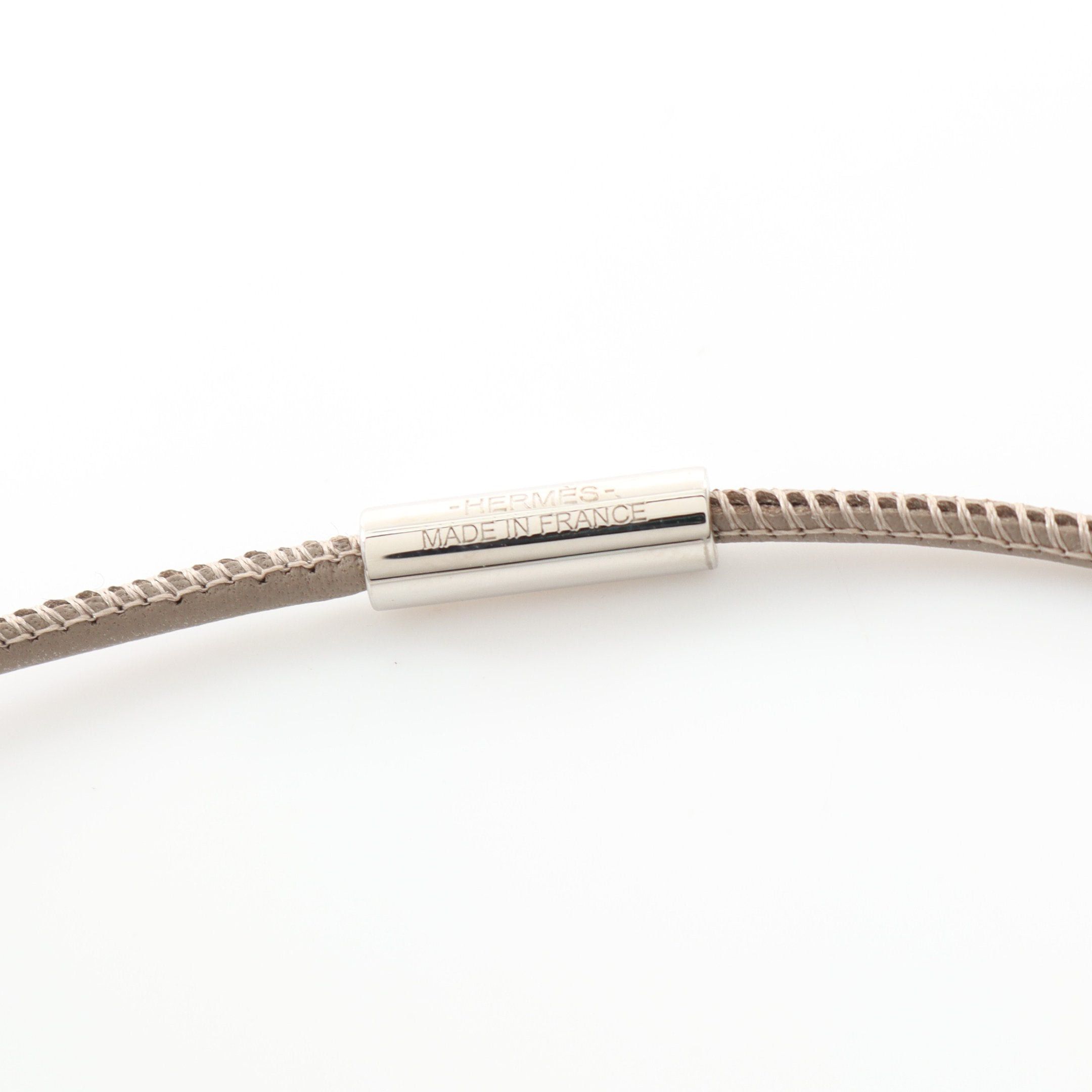 Hermes Hermes Loop Gran Necklace Leather Gray Brown Silver Size ONE SIZE - 3 Thumbnail