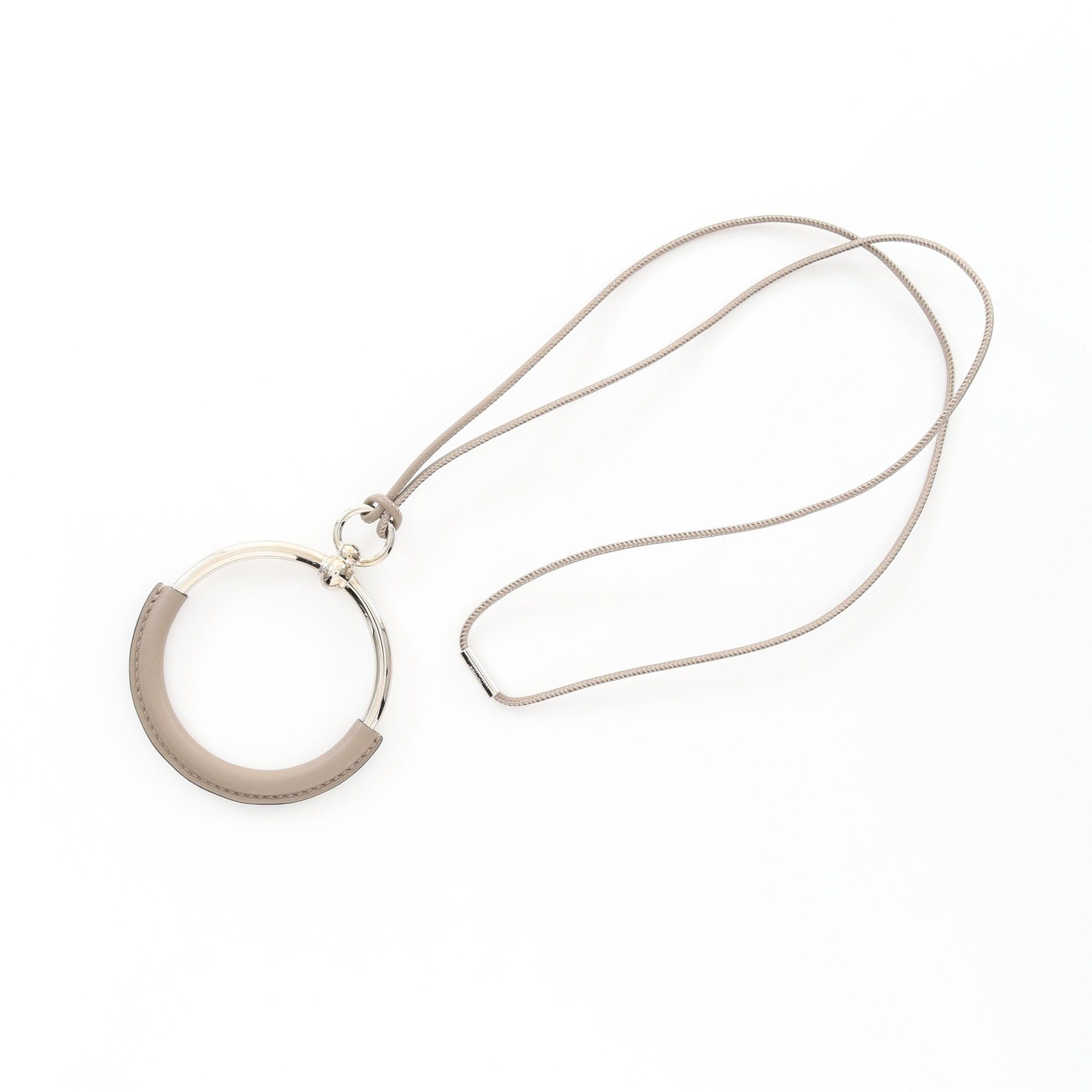 Hermes Hermes Loop Gran Necklace Leather Gray Brown Silver Size ONE SIZE - 2 Thumbnail