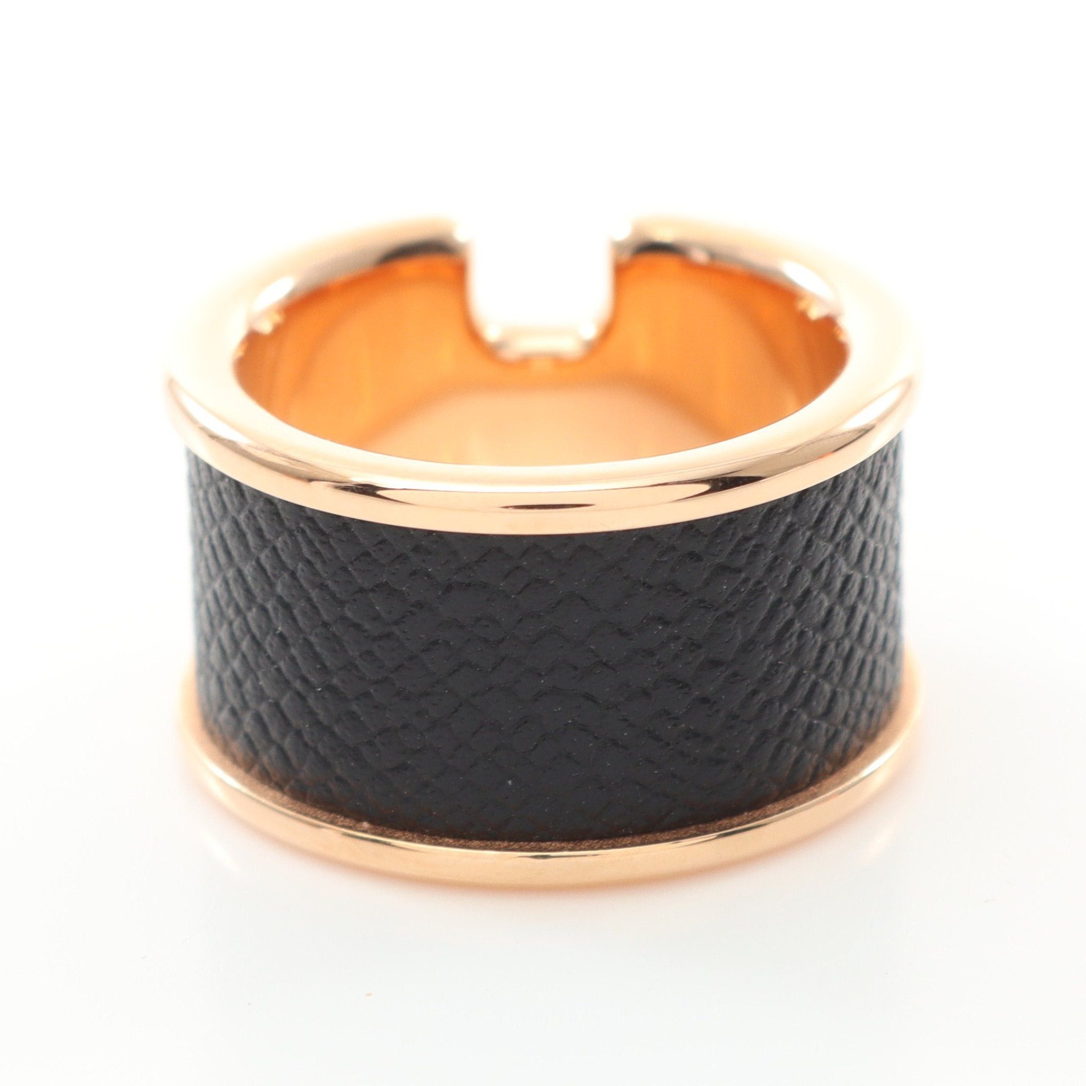 Hermes Hermes Olymp Gm Ring Gp Veau Epsom Pink Gold Black Size ONE SIZE - 3 Thumbnail