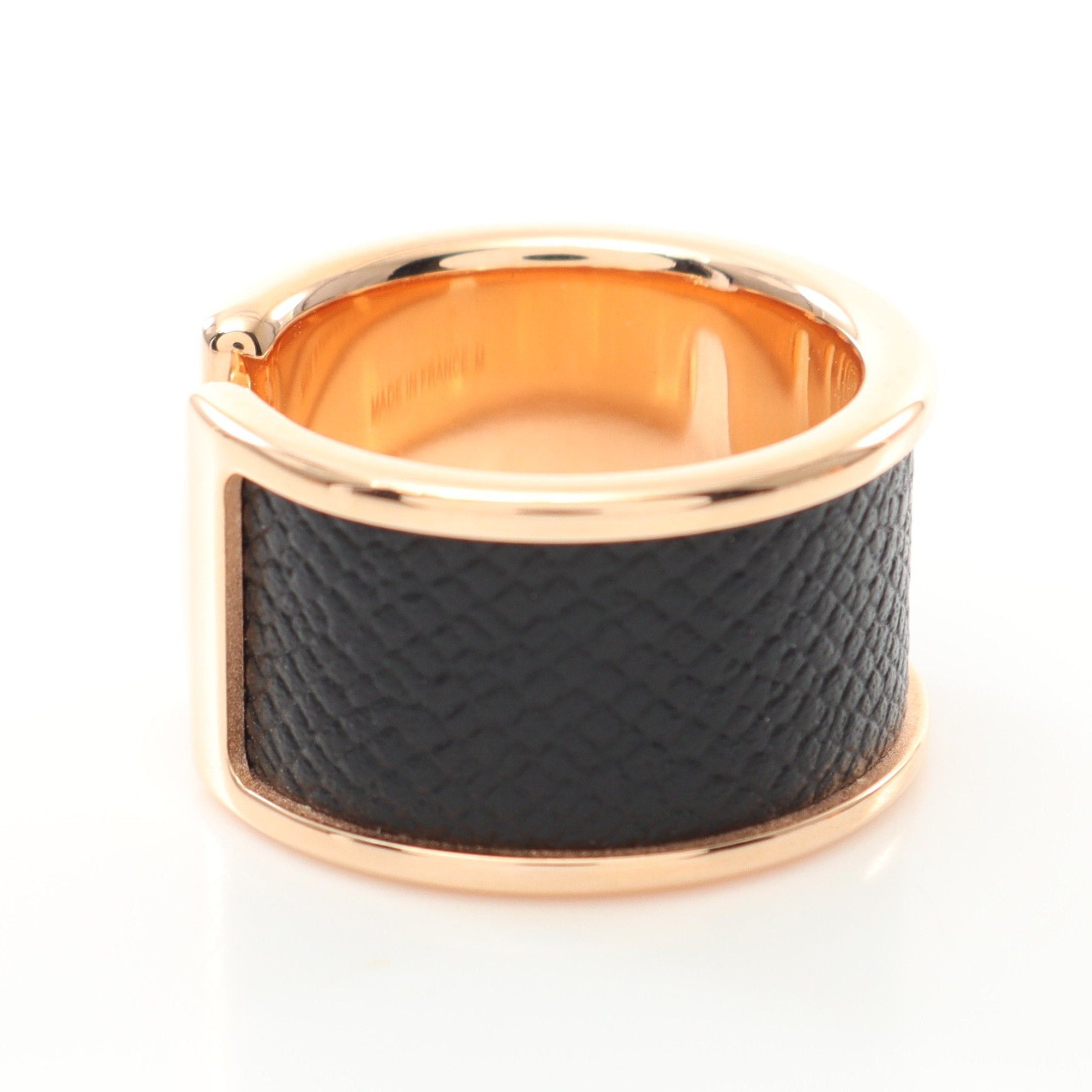 Hermes Hermes Olymp Gm Ring Gp Veau Epsom Pink Gold Black Size ONE SIZE - 2 Thumbnail