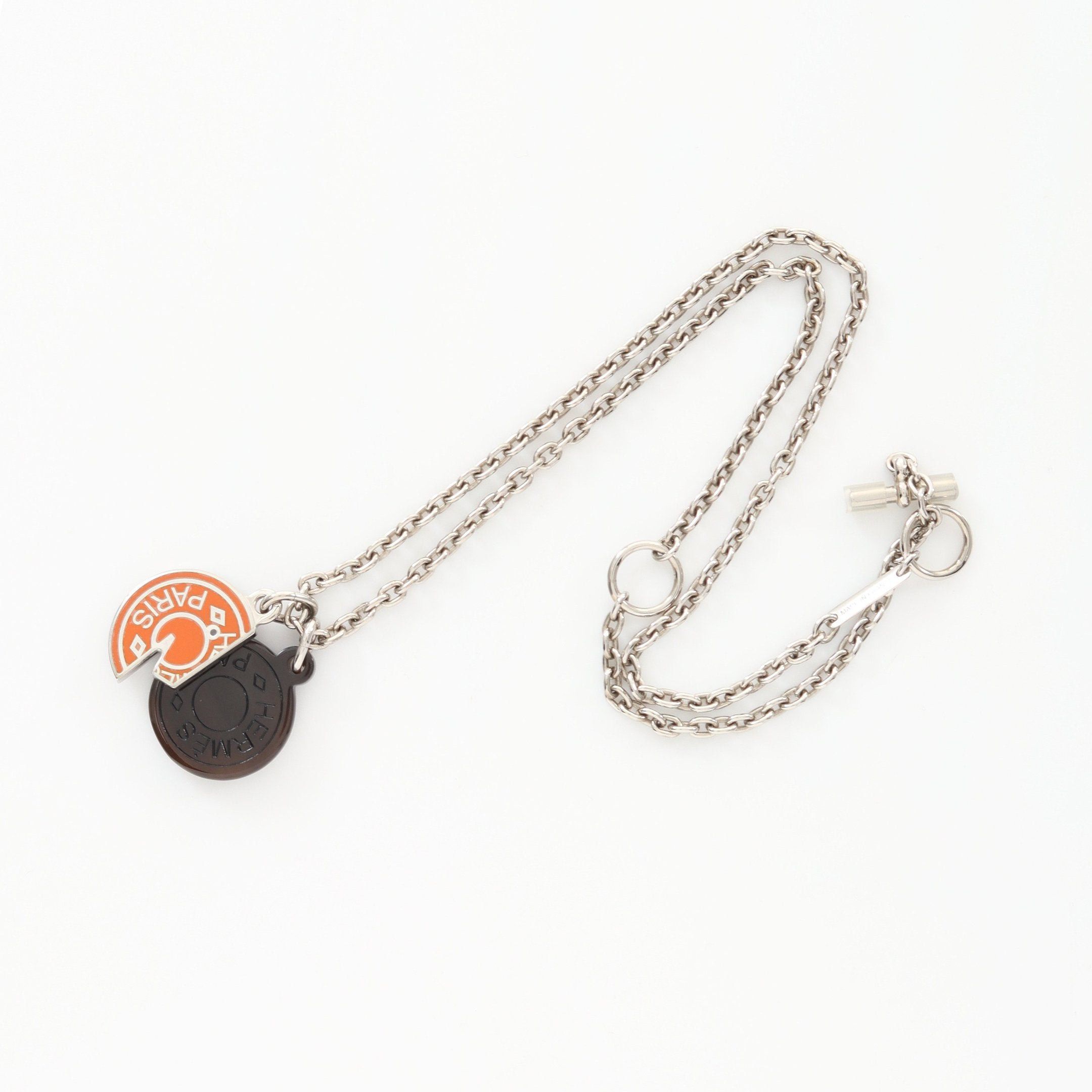 Hermes Hermes Necklace Buffalo Horn Silver Dark Brown Orange Size ONE SIZE - 3 Thumbnail