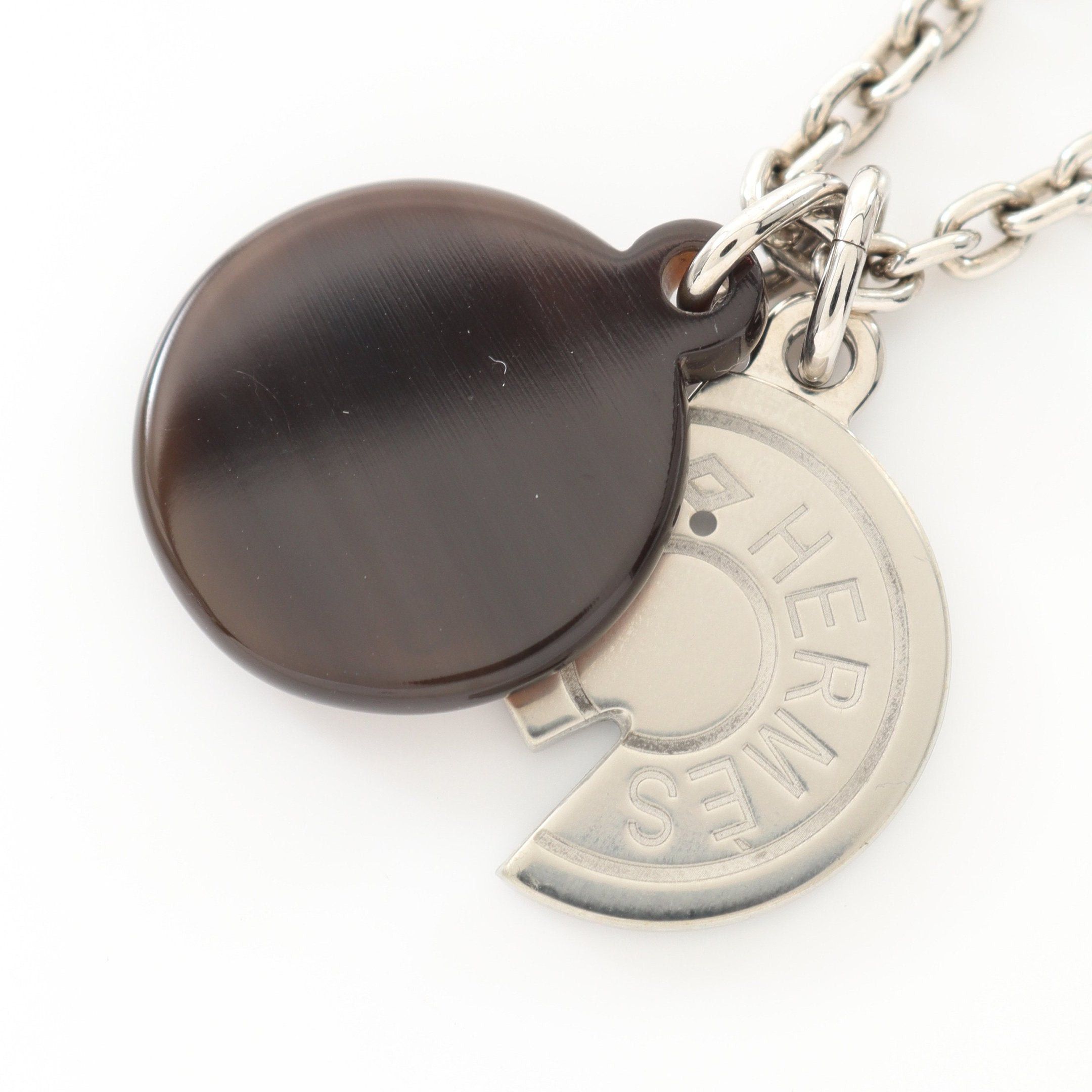 Hermes Hermes Necklace Buffalo Horn Silver Dark Brown Orange Size ONE SIZE - 2 Thumbnail