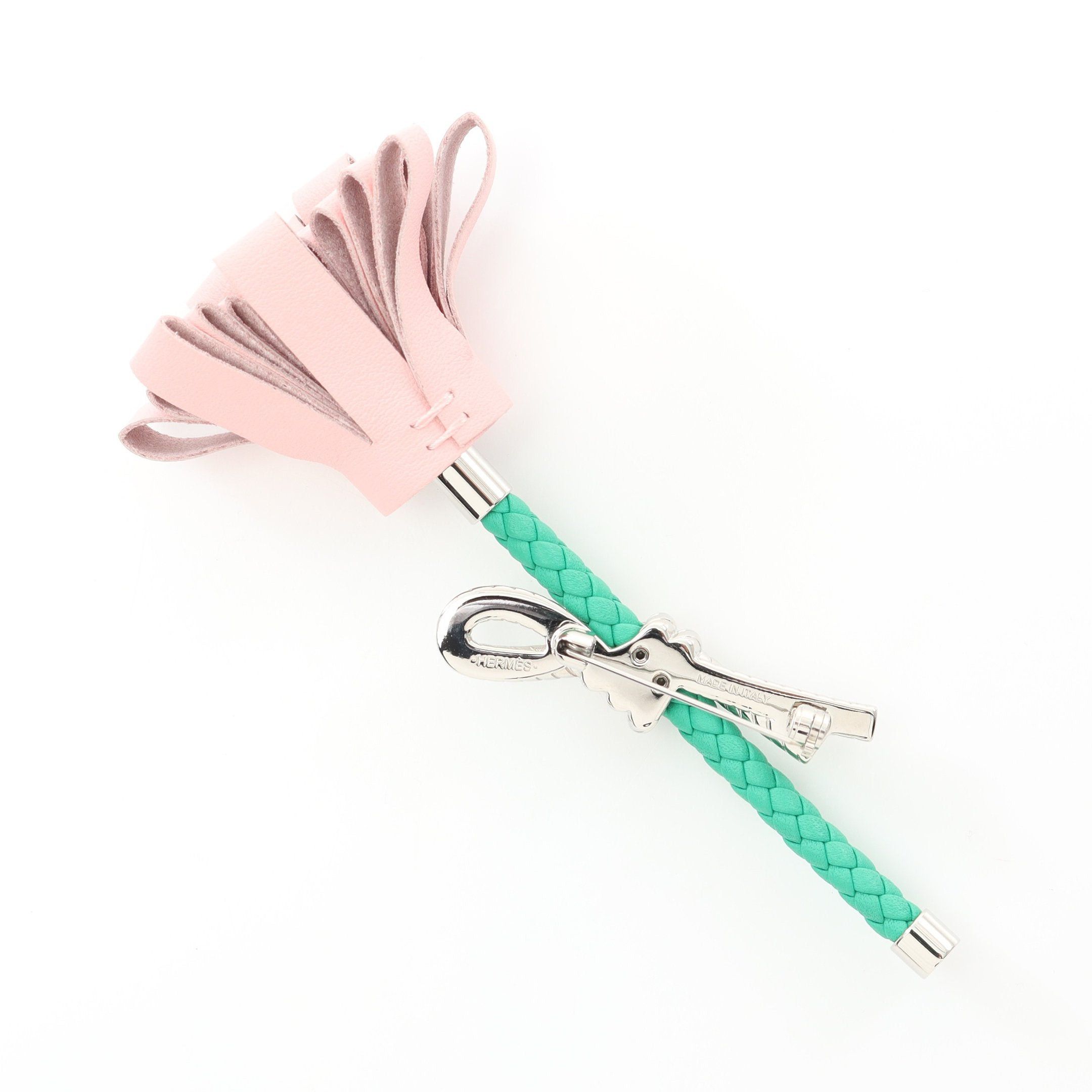 Hermes Hermes Fleur Brooch Veau Swift Light Pink Green Silver Size ONE SIZE - 2 Thumbnail