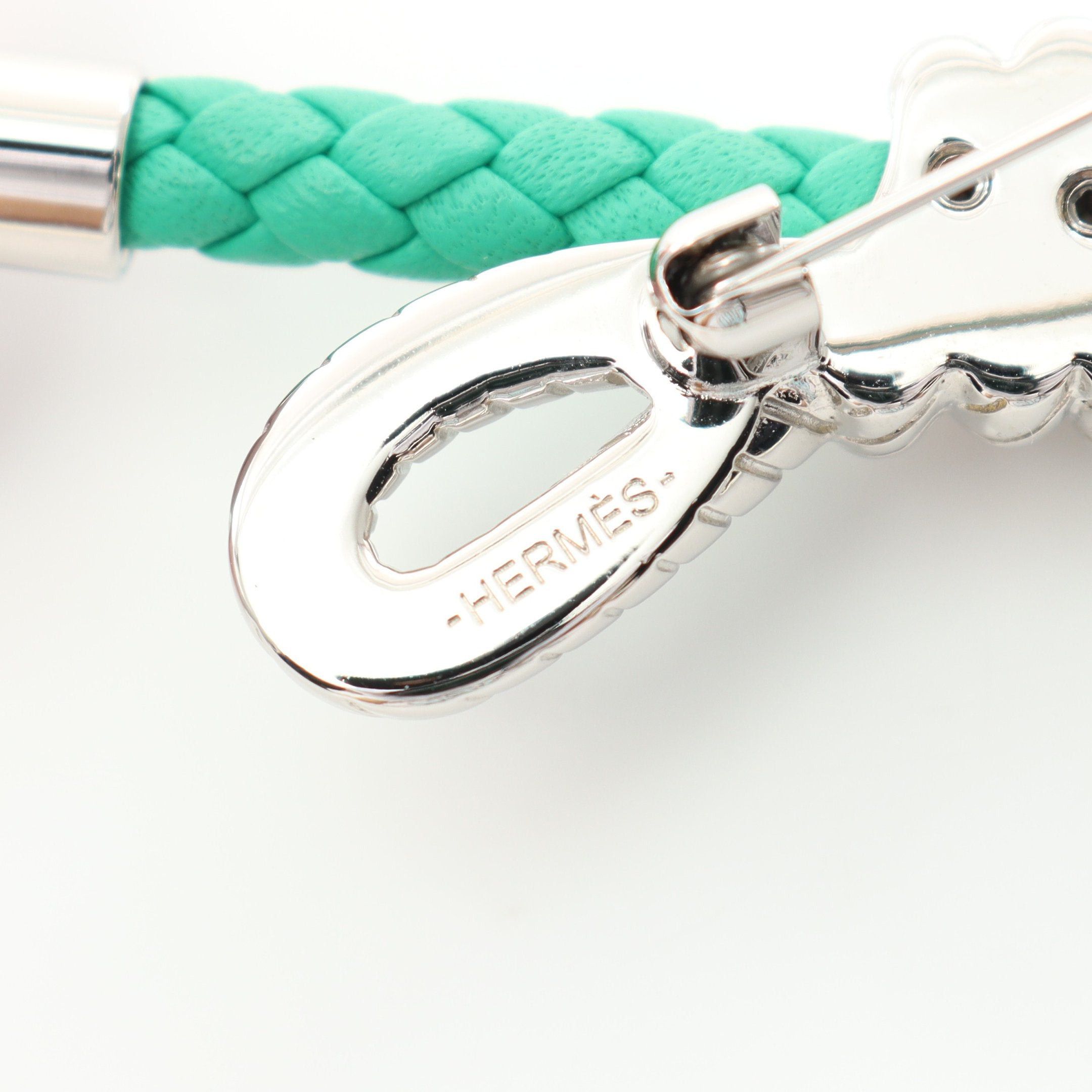 Hermes Hermes Fleur Brooch Veau Swift Light Pink Green Silver Size ONE SIZE - 3 Thumbnail