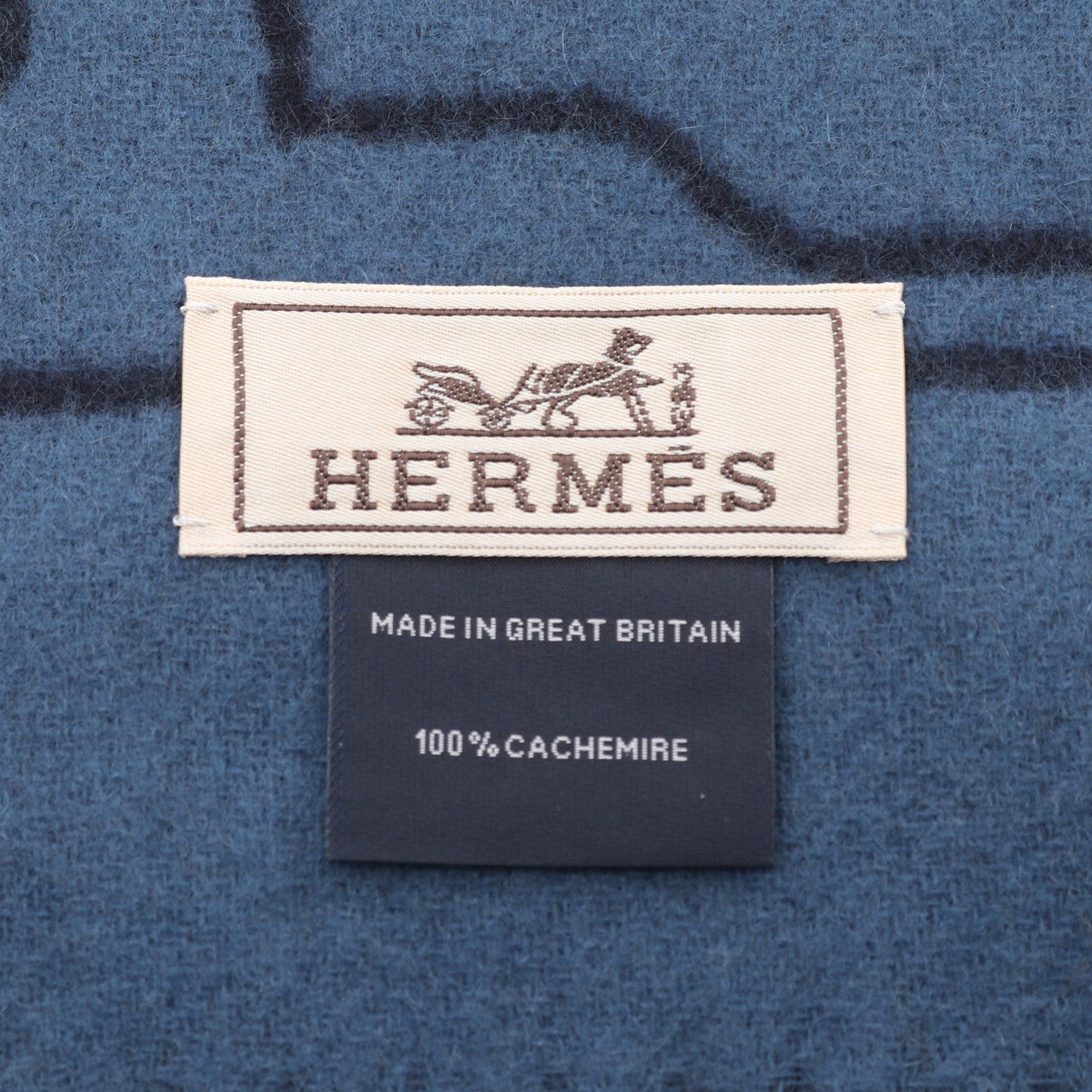 Hermes Hermes Mors A Jouets Scarf Cashmere Navy Blue Size ONE SIZE - 2 Thumbnail