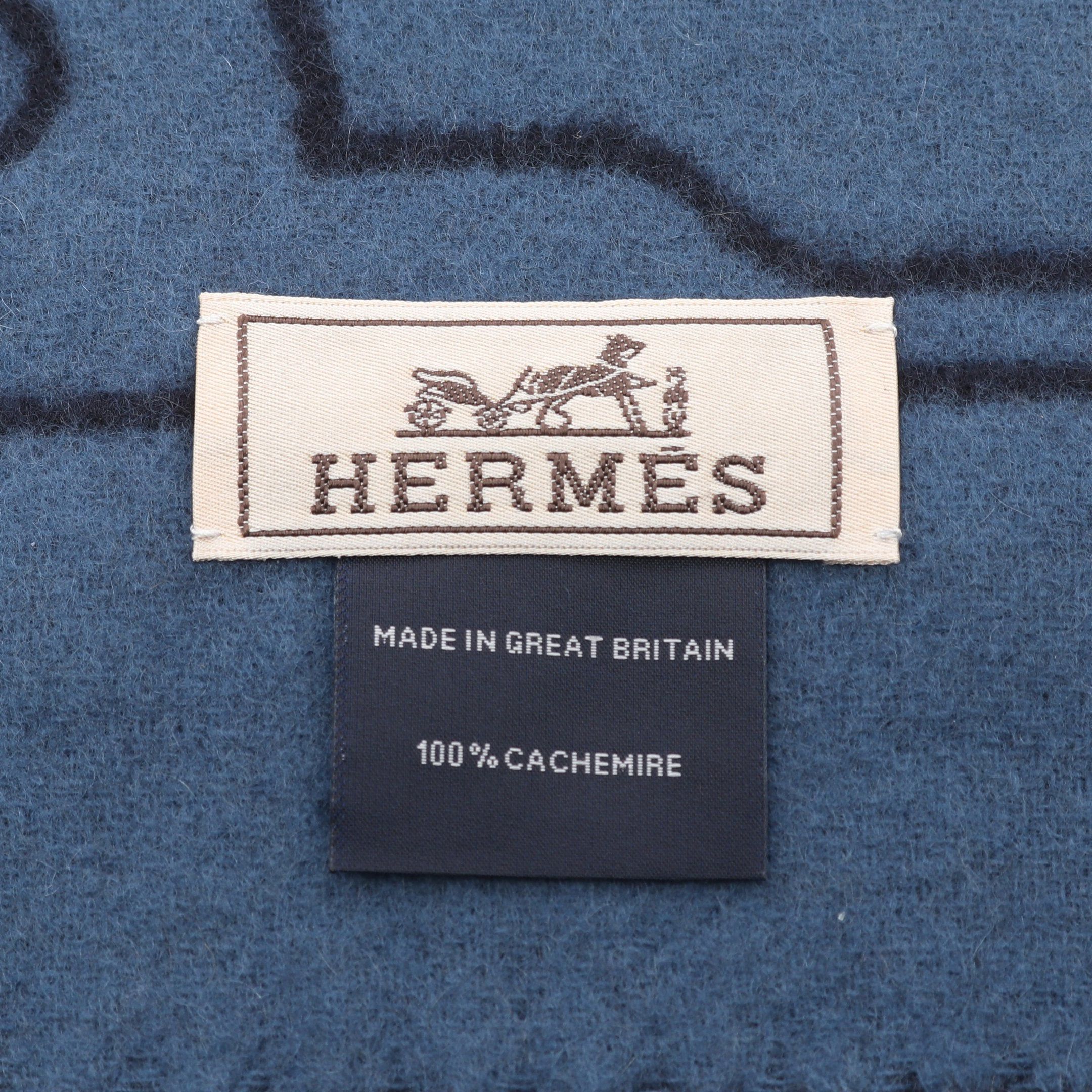 Hermes Hermes Mors A Jouets Scarf Cashmere Navy Blue Size ONE SIZE - 2 Thumbnail