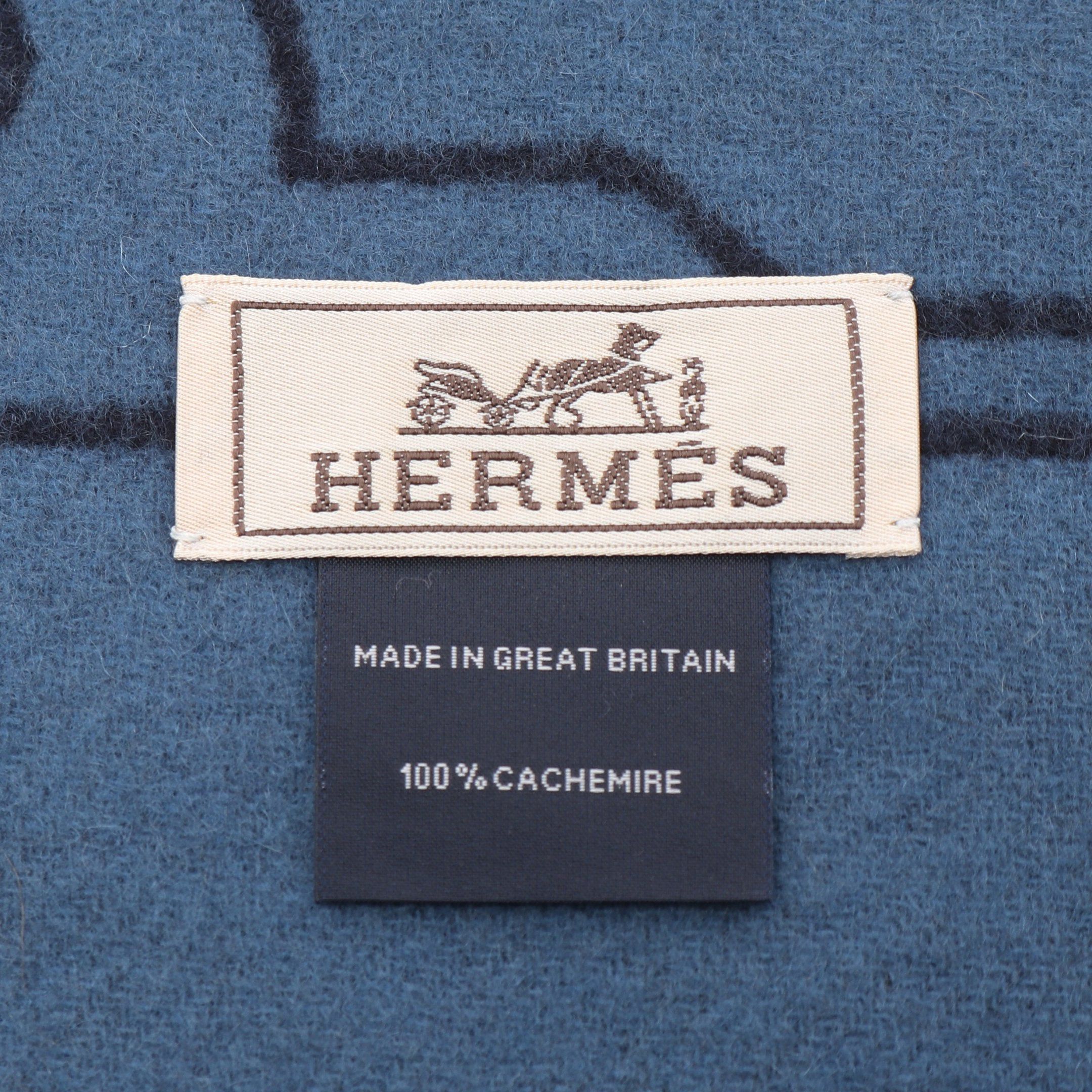 Hermes Hermes Mors A Jouets Scarf Cashmere Navy Blue Size ONE SIZE - 2 Thumbnail