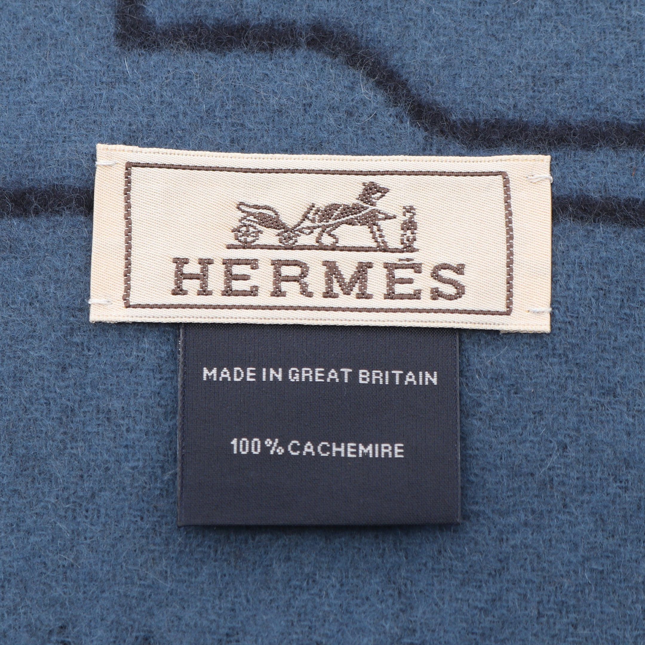 Hermes Hermes Mors A Jouets Scarf Cashmere Navy Blue Size ONE SIZE - 2 Thumbnail