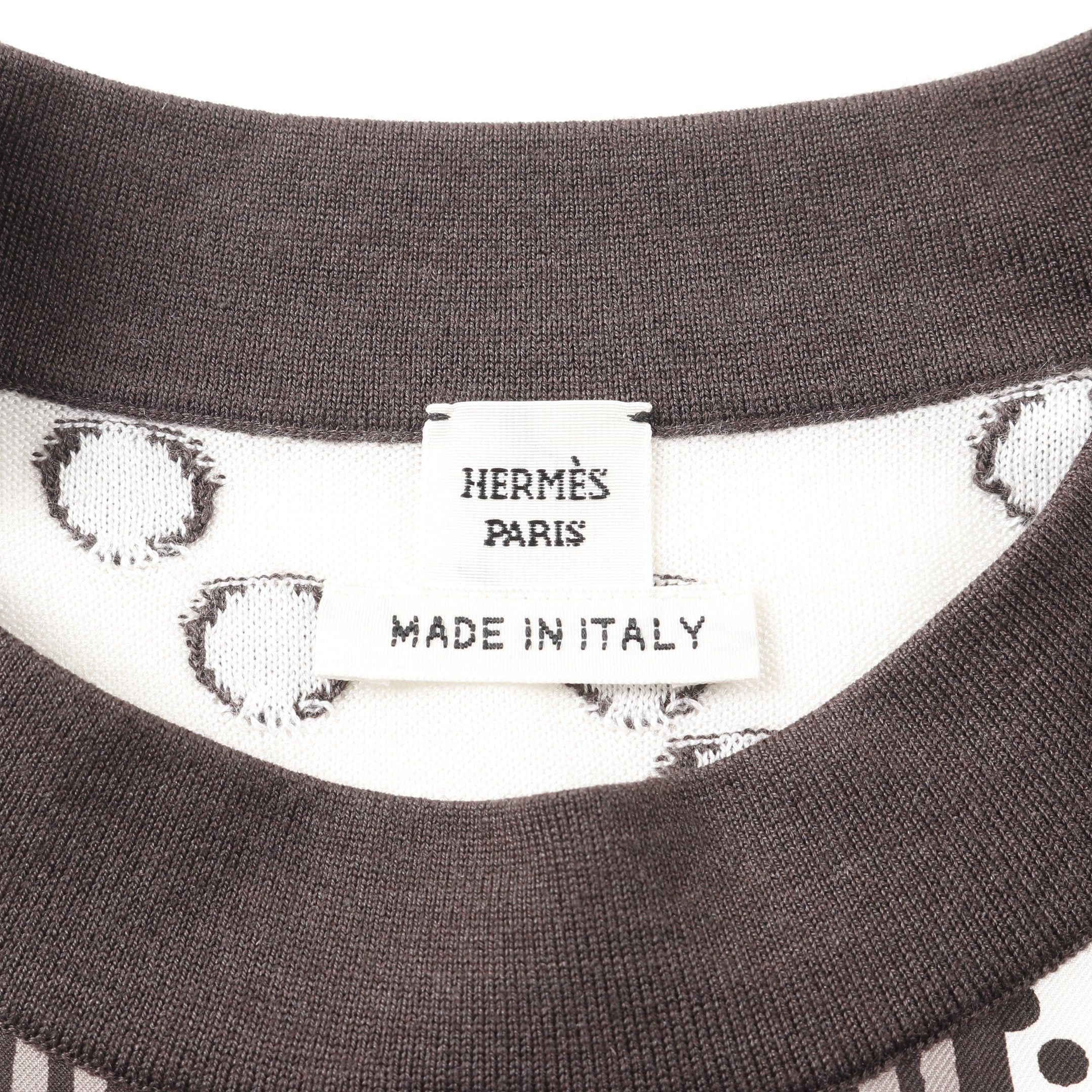 Hermes Hermes Garde Robe Pop Twill Laine Cut And Sew Color-Block Silk Cashmere Gray Brown White Size ONE SIZE - 3 Thumbnail