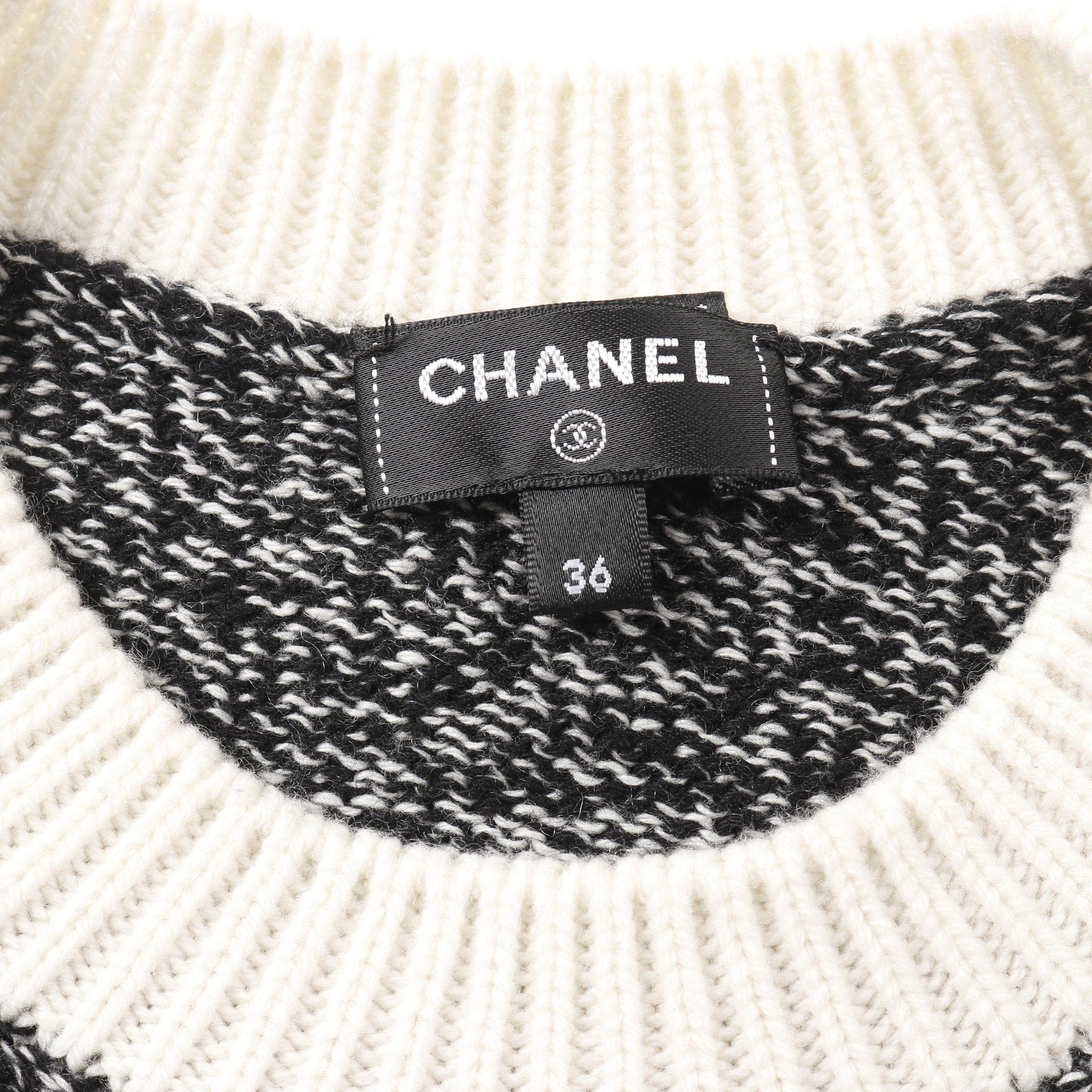 Chanel Chanel Knit Cashmere Black White Size ONE SIZE - 3 Thumbnail