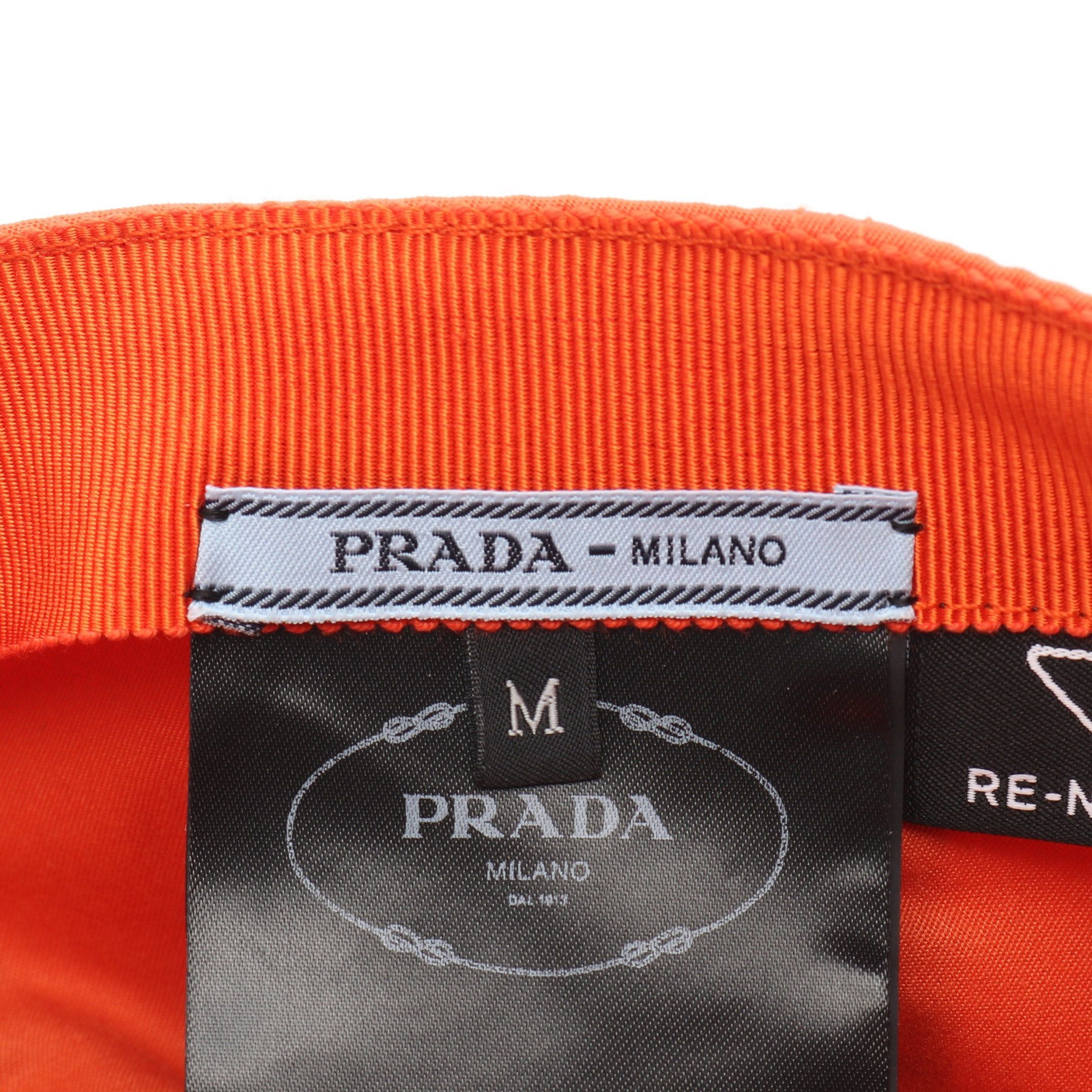 Prada Prada Re-Nylon Baseball Cap Hat Nylon Orange Prada Logo Plate Size ONE SIZE - 4 Thumbnail