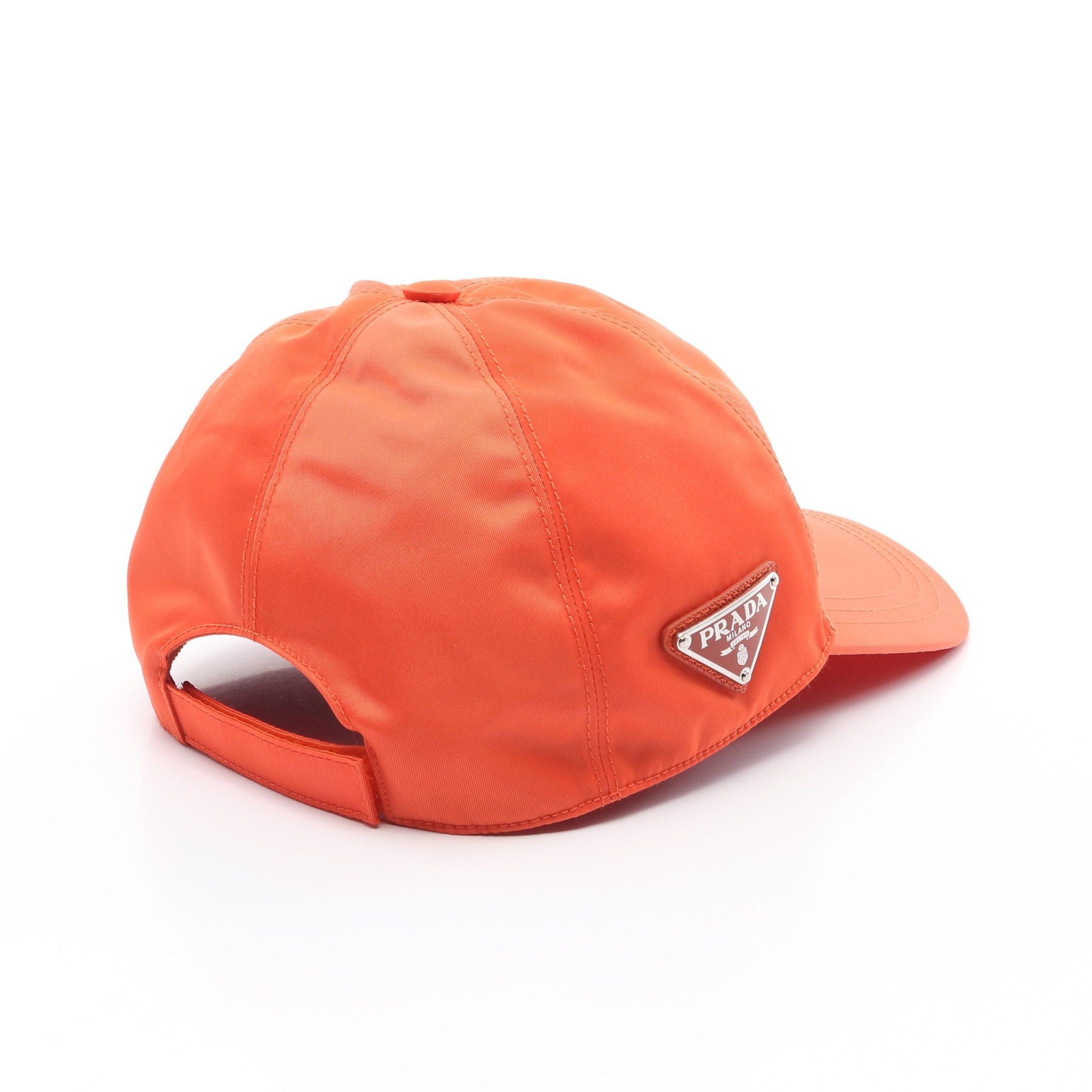 Prada Prada Re-Nylon Baseball Cap Hat Nylon Orange Prada Logo Plate Size ONE SIZE - 2 Thumbnail