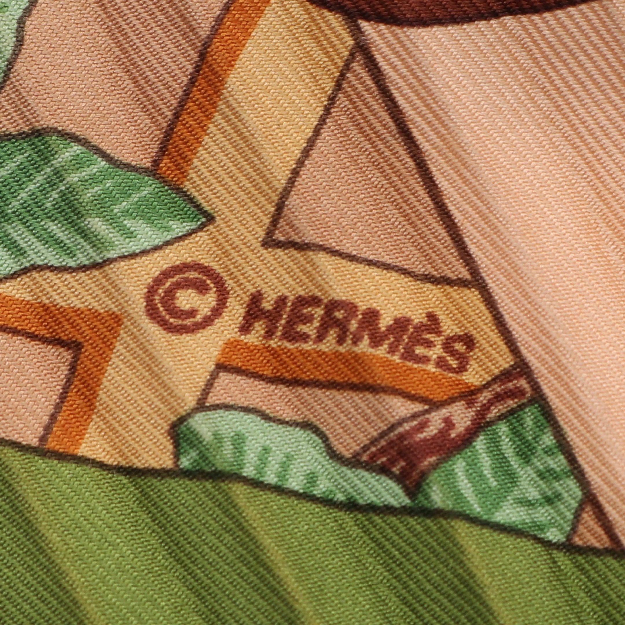 Hermes Hermes Caleprise Axis Mundi Pleats Scarf Silk Green Multicolor Size ONE SIZE - 2 Thumbnail