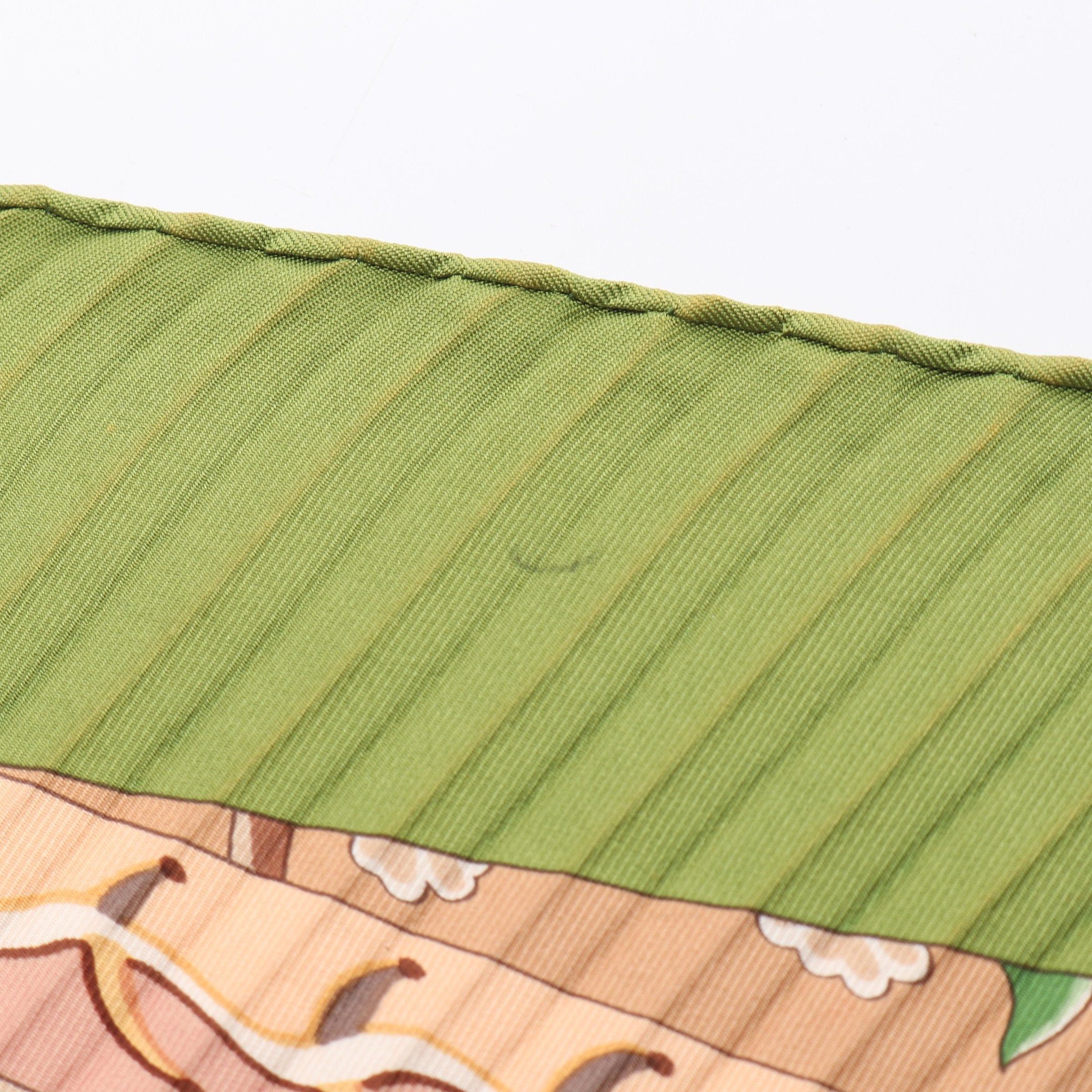 Hermes Hermes Caleprise Axis Mundi Pleats Scarf Silk Green Multicolor Size ONE SIZE - 4 Thumbnail