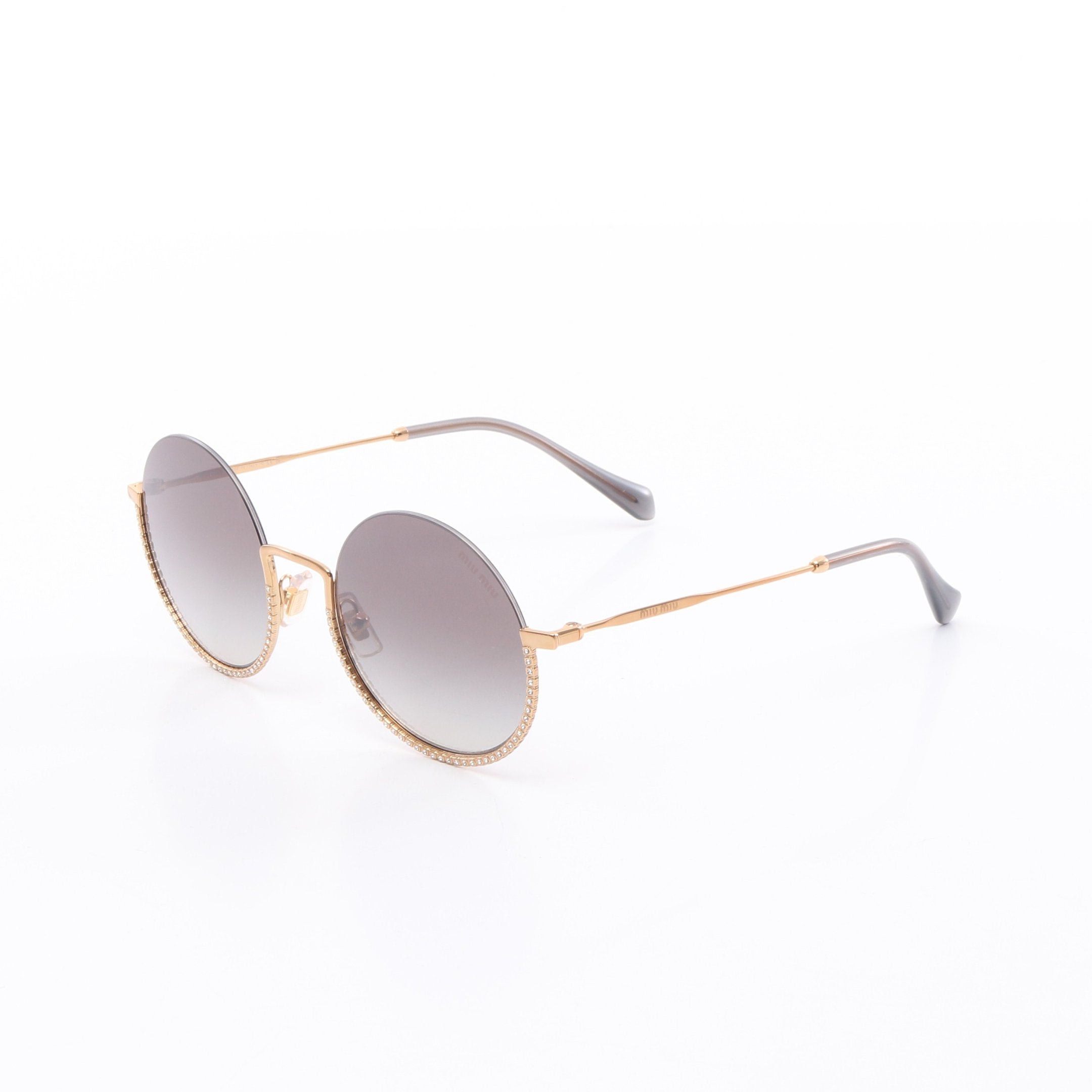 Miu Miu Miu Miu Round Sunglasses Gp Rhinestone Gold Under Rim Gradient Lens Size ONE SIZE - 2 Thumbnail
