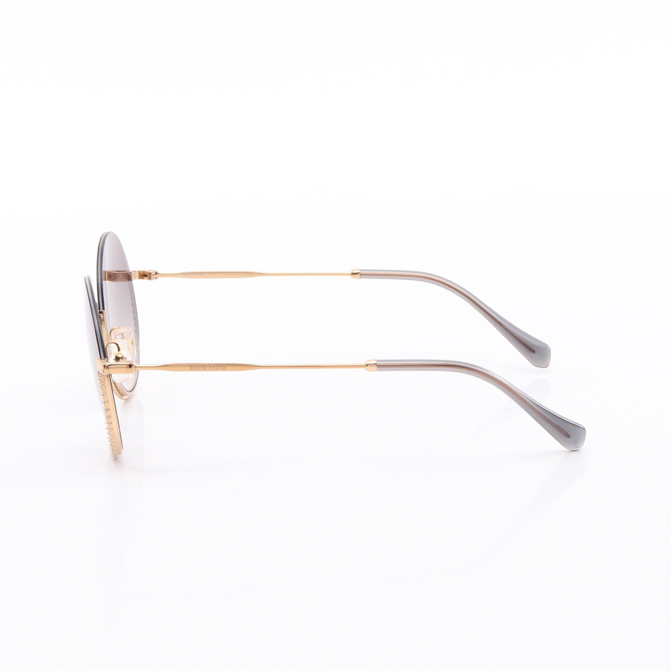 Miu Miu Miu Miu Round Sunglasses Gp Rhinestone Gold Under Rim Gradient Lens Size ONE SIZE - 3 Thumbnail