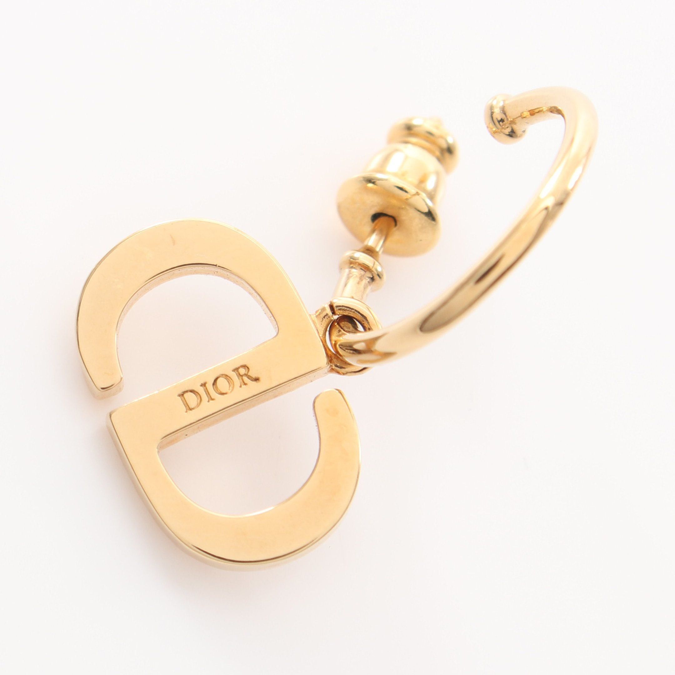 Dior Dior Cd Logo Hoop Earrings Gp Rhinestone Fake Pearl Gold Clear White Size ONE SIZE - 3 Thumbnail