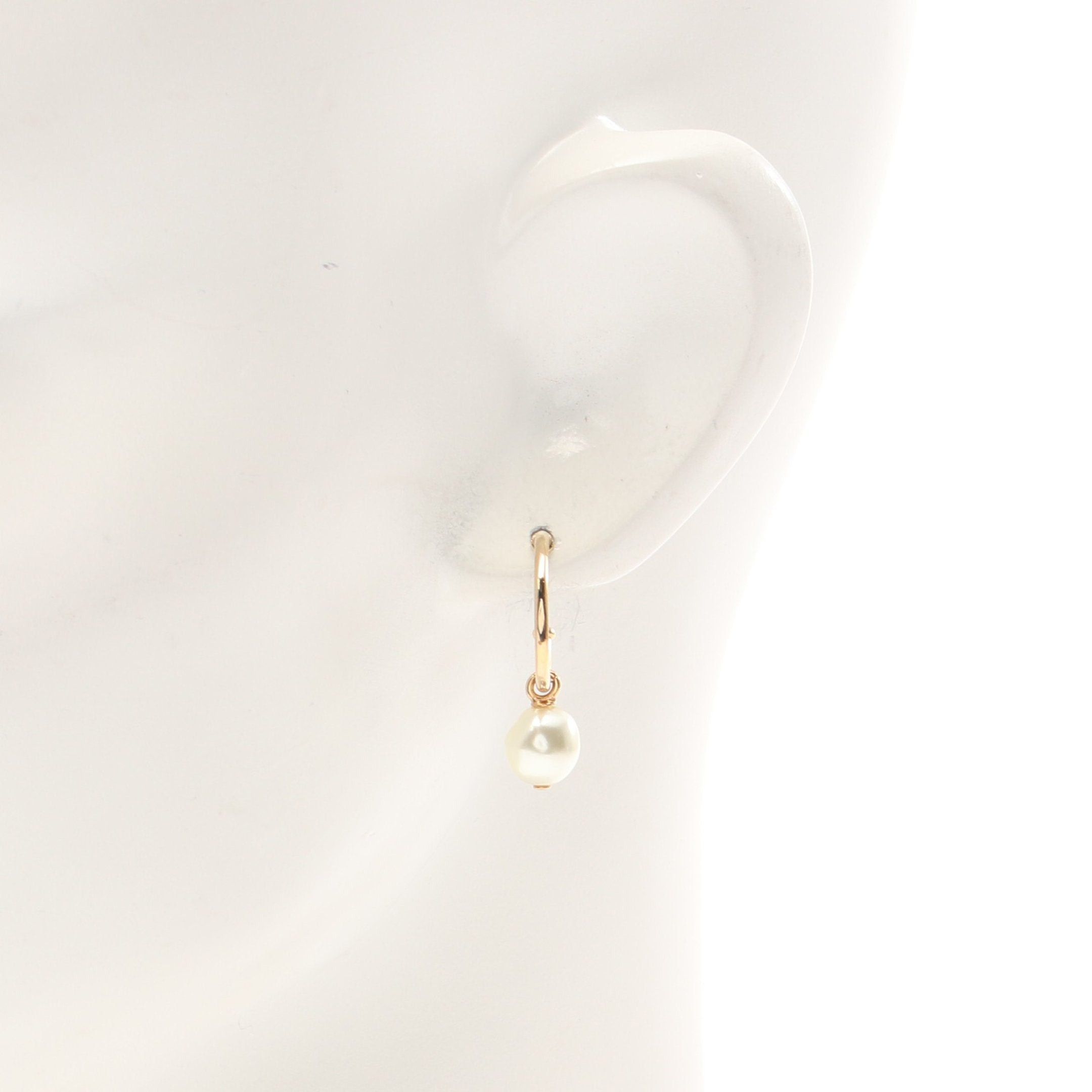 Dior Dior Cd Logo Hoop Earrings Gp Rhinestone Fake Pearl Gold Clear White Size ONE SIZE - 4 Thumbnail
