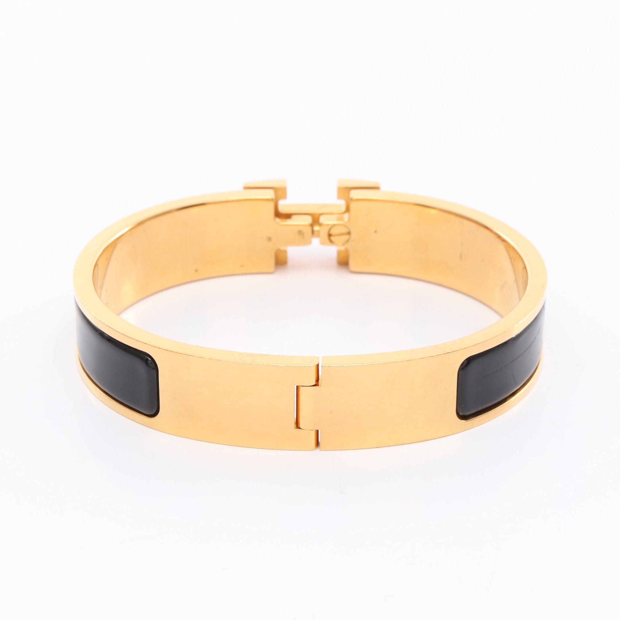 Hermes Hermes Click Crack Pm Bangle Gp Enamel Gold Black Size ONE SIZE - 2 Thumbnail