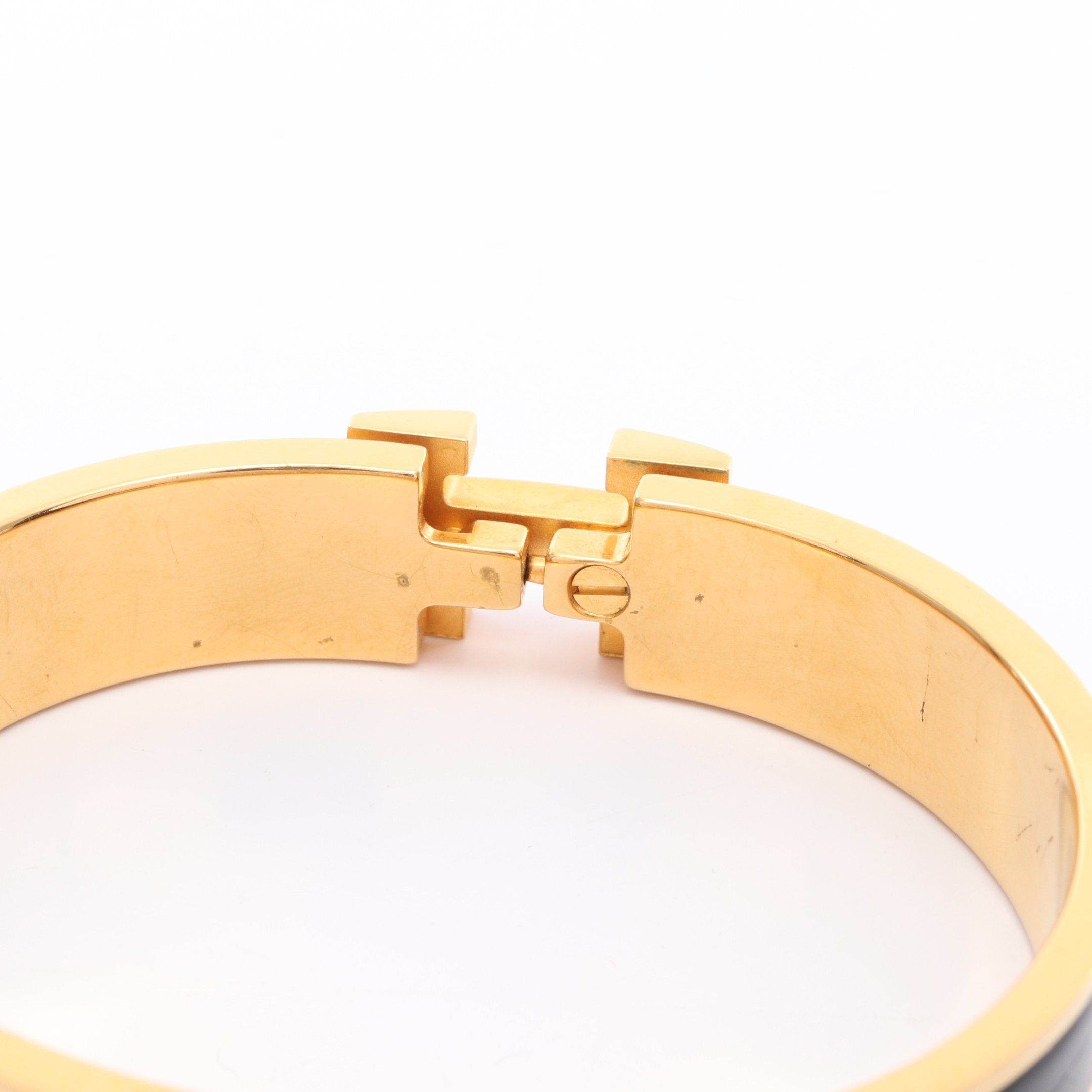 Hermes Hermes Click Crack Pm Bangle Gp Enamel Gold Black Size ONE SIZE - 7 Thumbnail