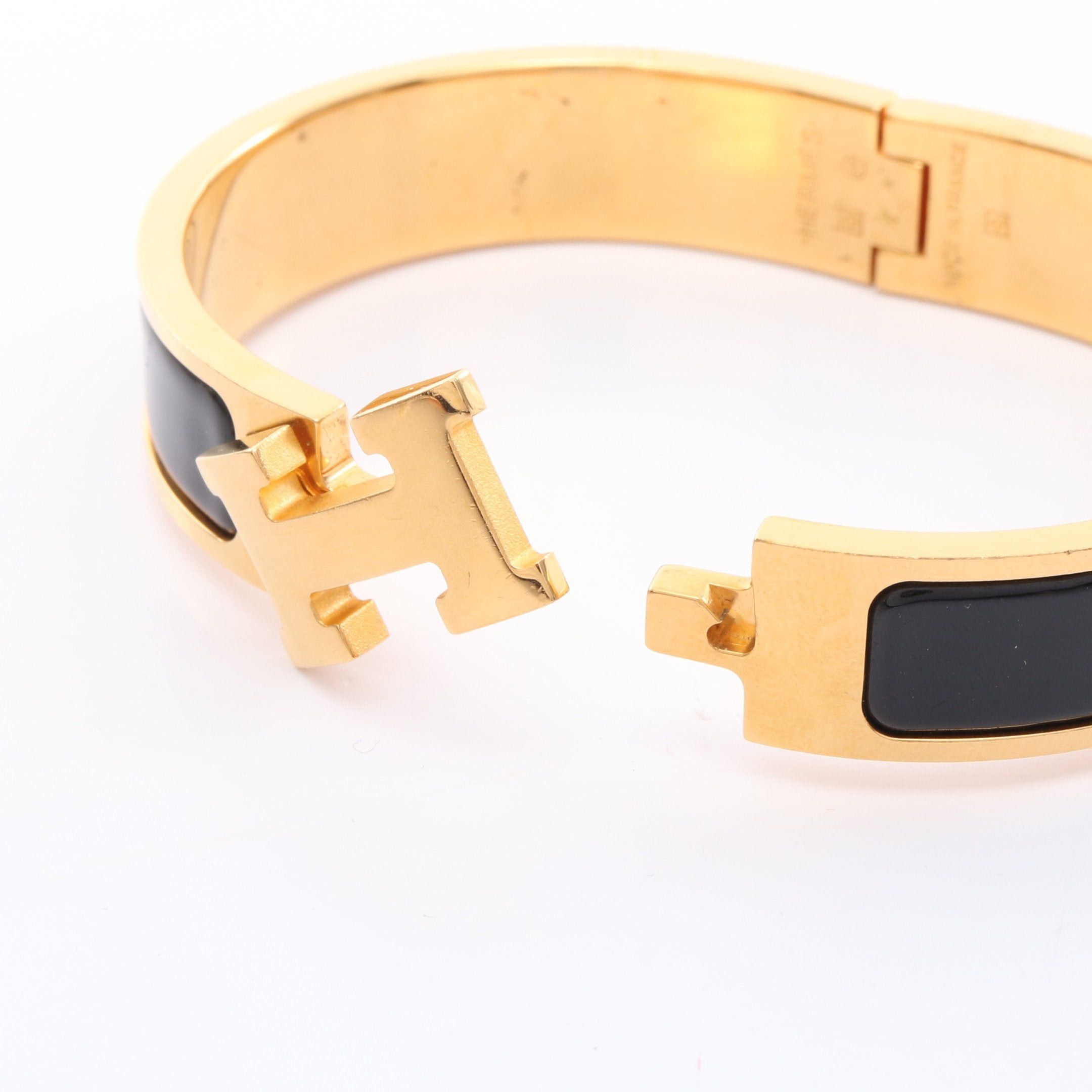 Hermes Hermes Click Crack Pm Bangle Gp Enamel Gold Black Size ONE SIZE - 3 Thumbnail