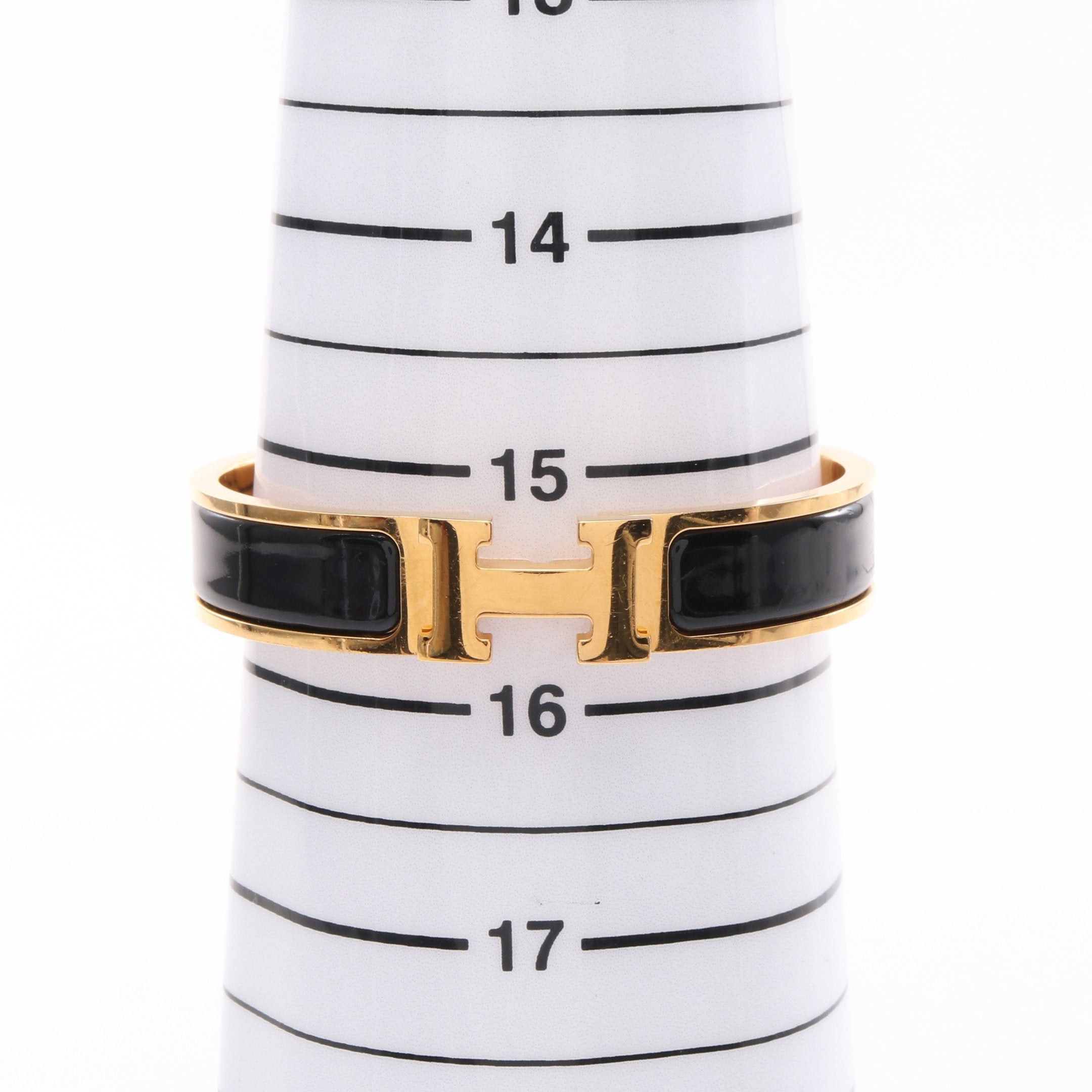 Hermes Hermes Click Crack Pm Bangle Gp Enamel Gold Black Size ONE SIZE - 5 Thumbnail