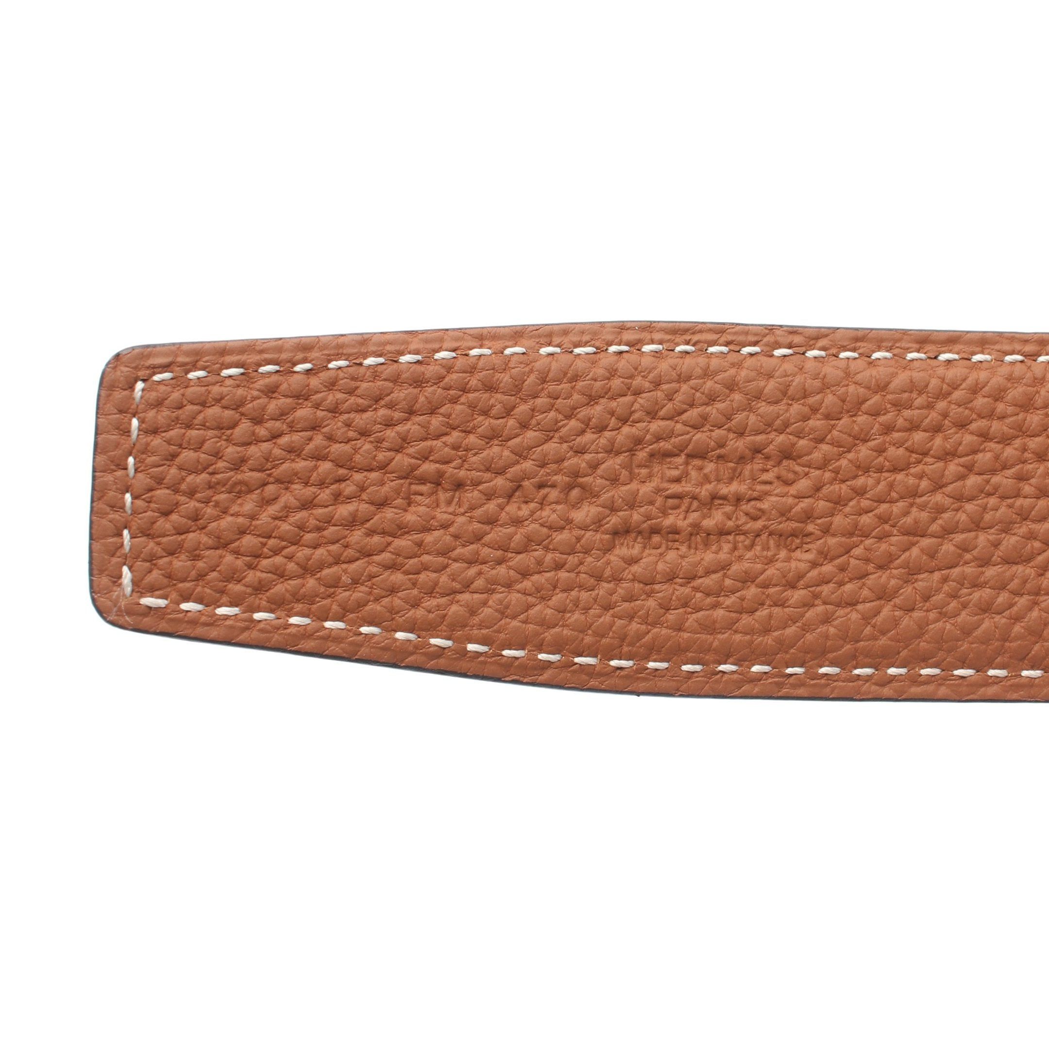 Hermes Hermes Constance H-Belt Noir Gold Belt Box Calf Togo Black Light Brown Silver Hardware Reversible Z Stamp Size ONE SIZE - 4 Thumbnail