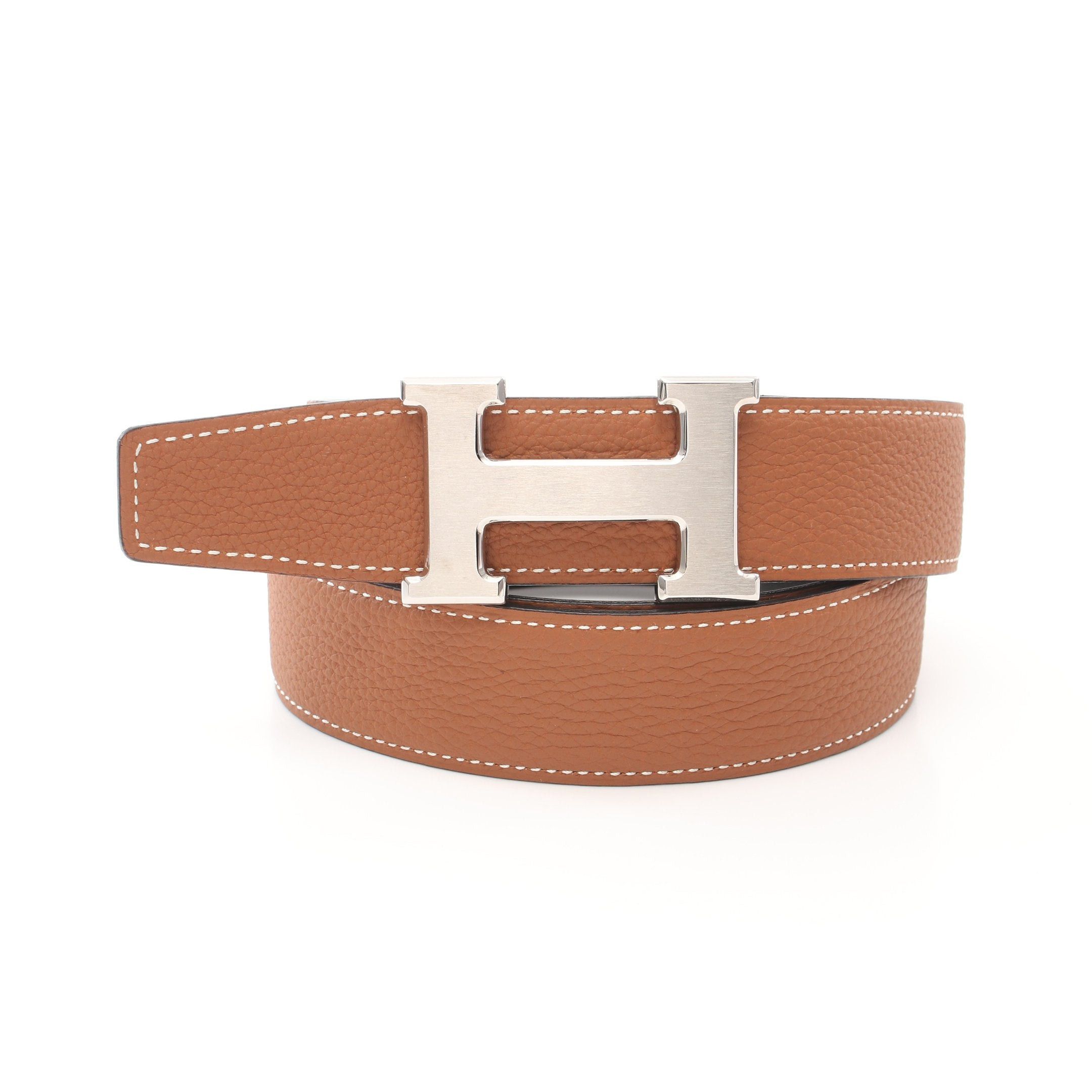 Hermes Hermes Constance H-Belt Noir Gold Belt Box Calf Togo Black Light Brown Silver Hardware Reversible Z Stamp Size ONE SIZE - 5 Thumbnail