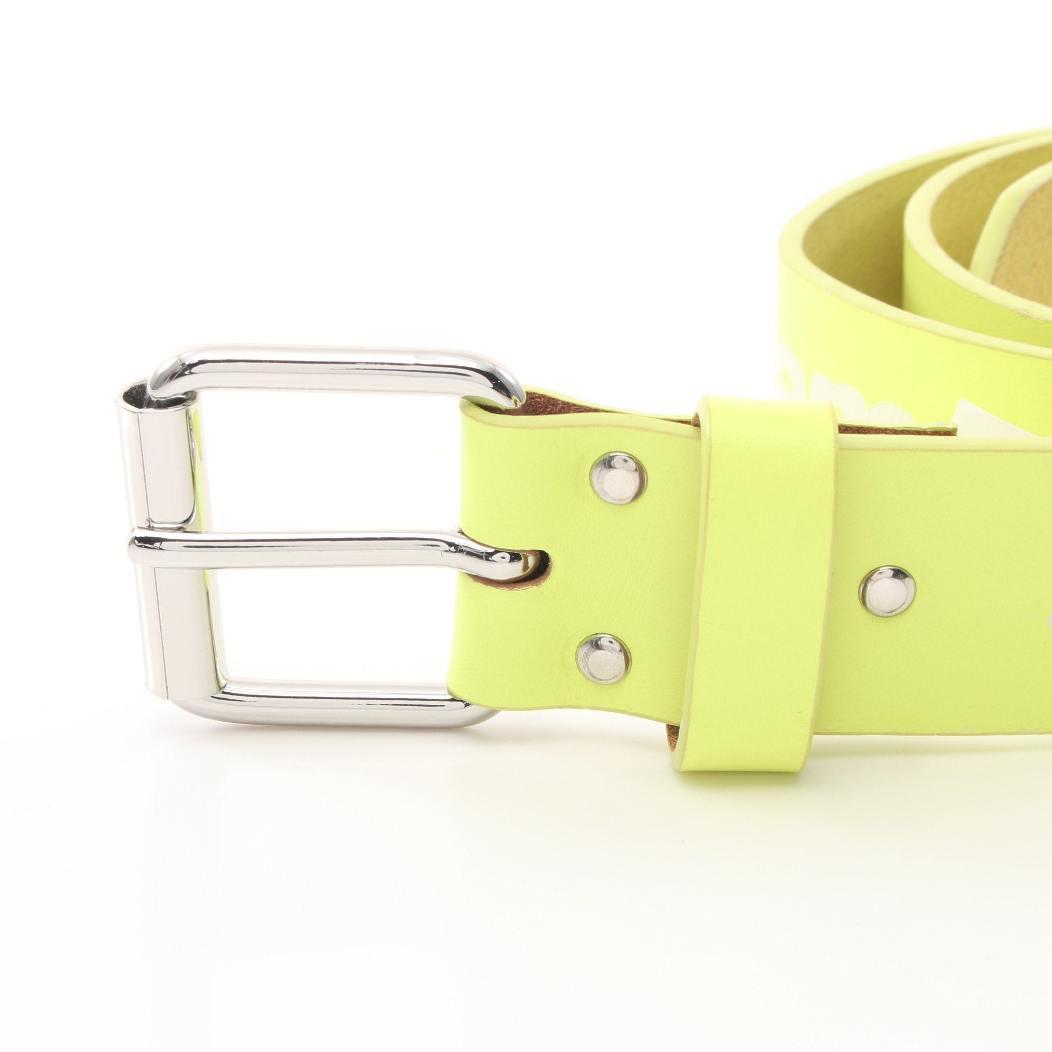 Supreme Supreme Repeat Leather Belt Light Yellow Silver Hardware