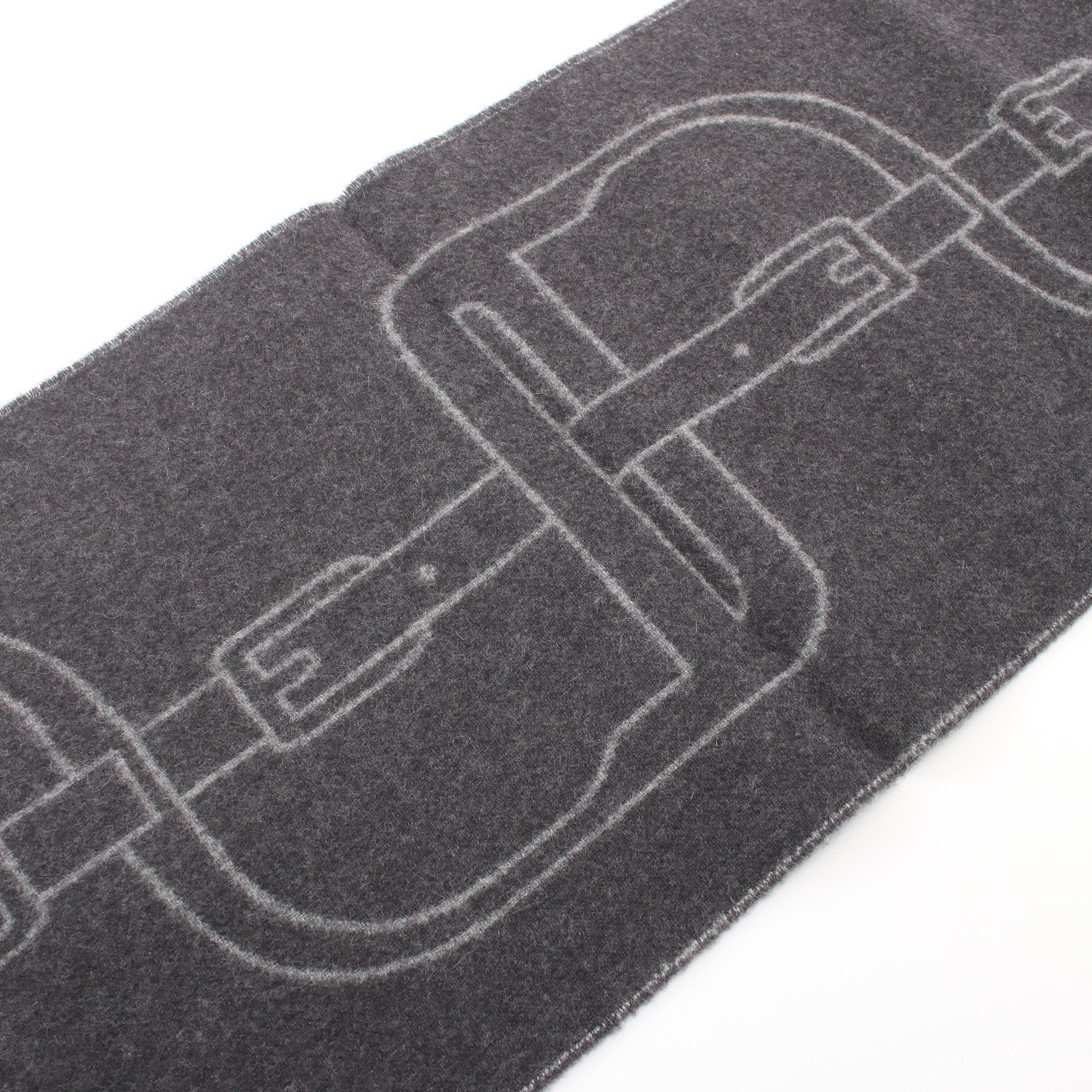 Hermes Hermes Mors A Jouets Scarf Cashmere Gray Size ONE SIZE - 4 Thumbnail