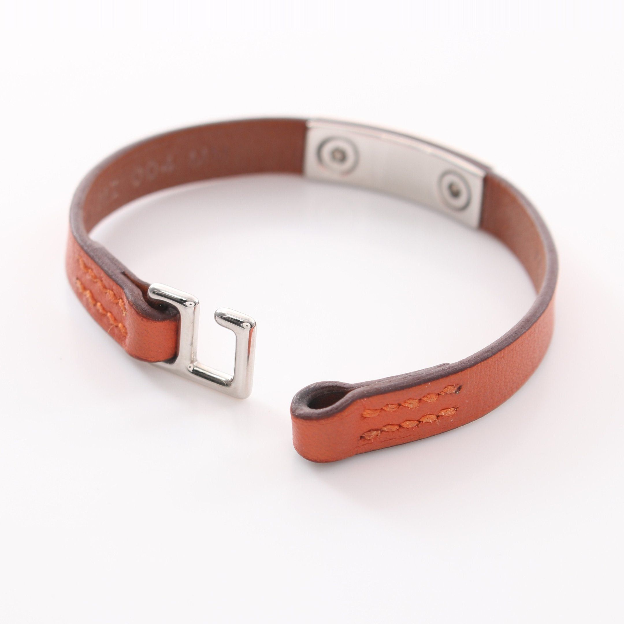Hermes Hermes Rival Mini Bracelet Veau Swift Orange Silver U Stamp Size ONE SIZE - 3 Thumbnail