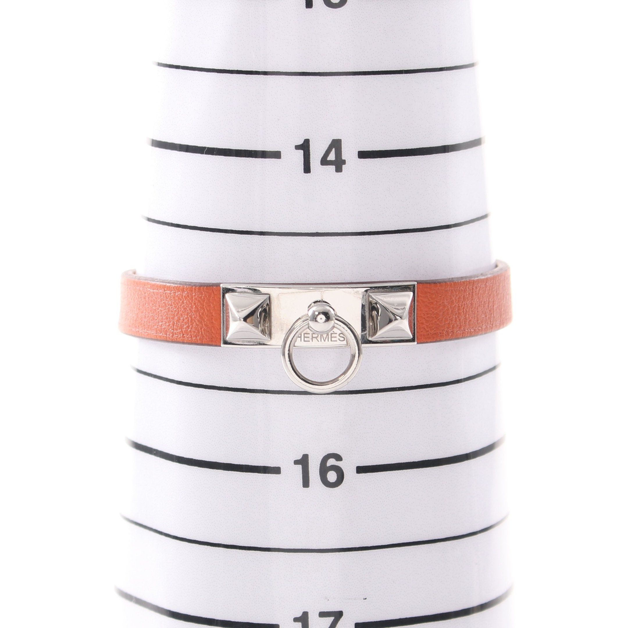 Hermes Hermes Rival Mini Bracelet Veau Swift Orange Silver U Stamp Size ONE SIZE - 6 Thumbnail