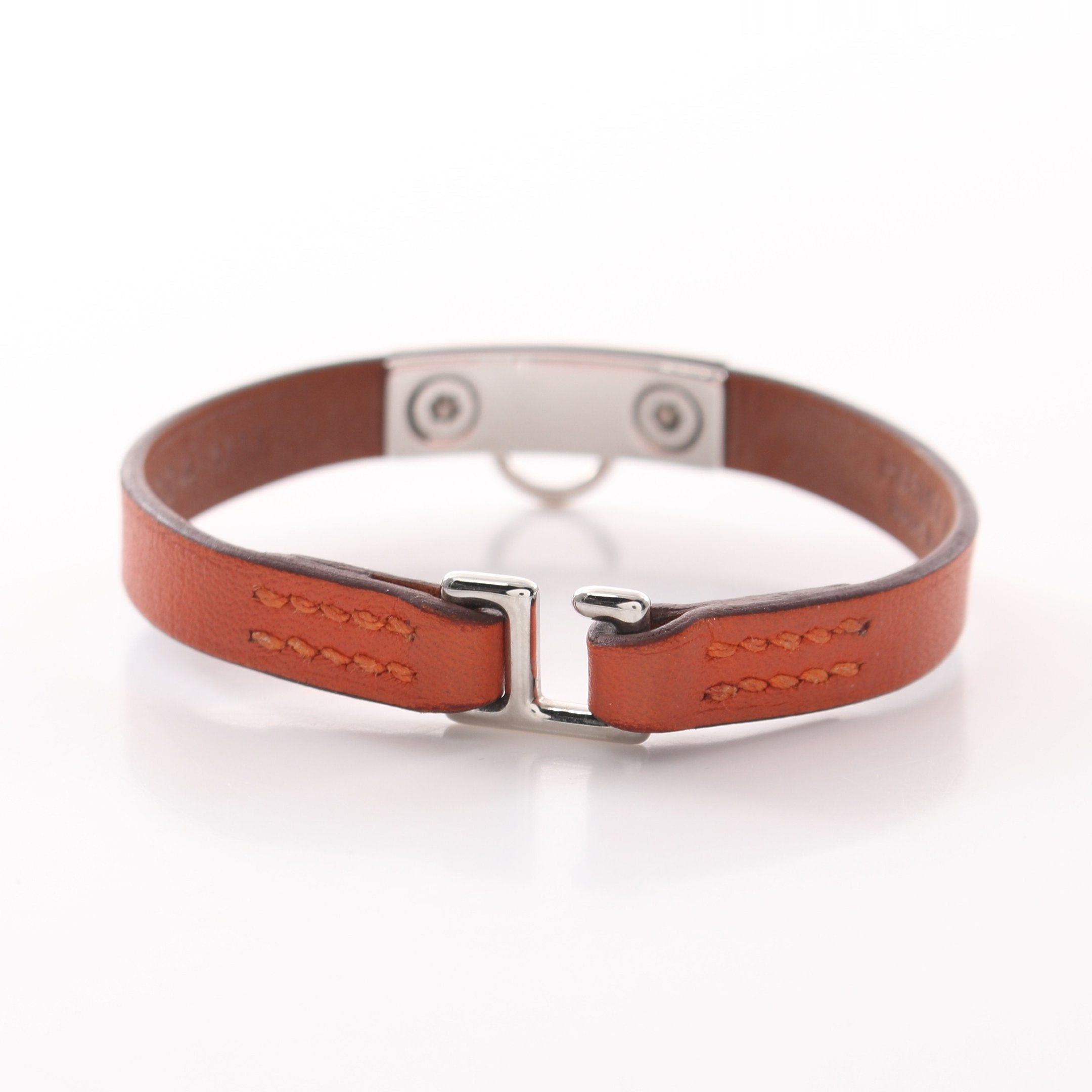 Hermes Hermes Rival Mini Bracelet Veau Swift Orange Silver U Stamp Size ONE SIZE - 2 Thumbnail