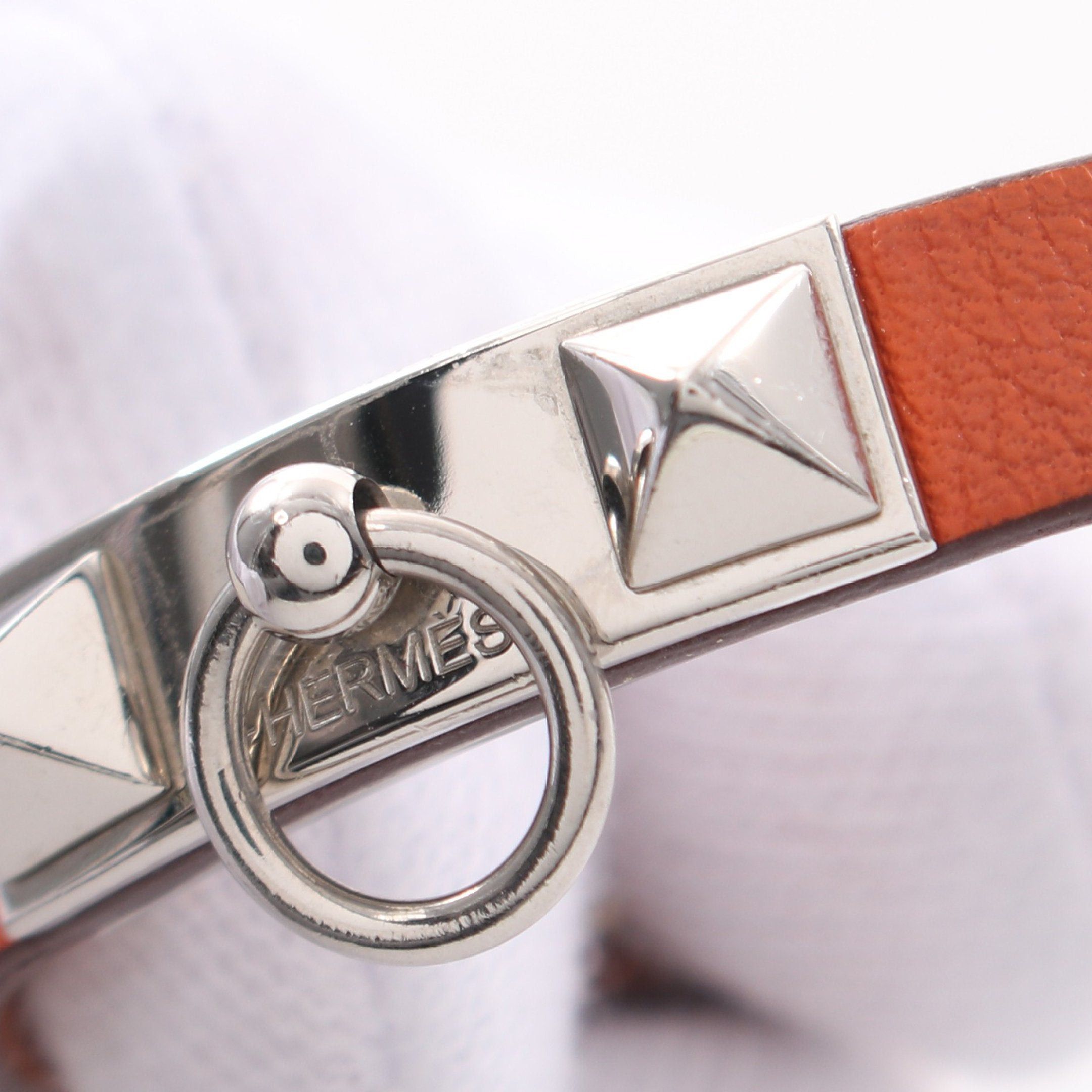 Hermes Hermes Rival Mini Bracelet Veau Swift Orange Silver U Stamp Size ONE SIZE - 8 Thumbnail