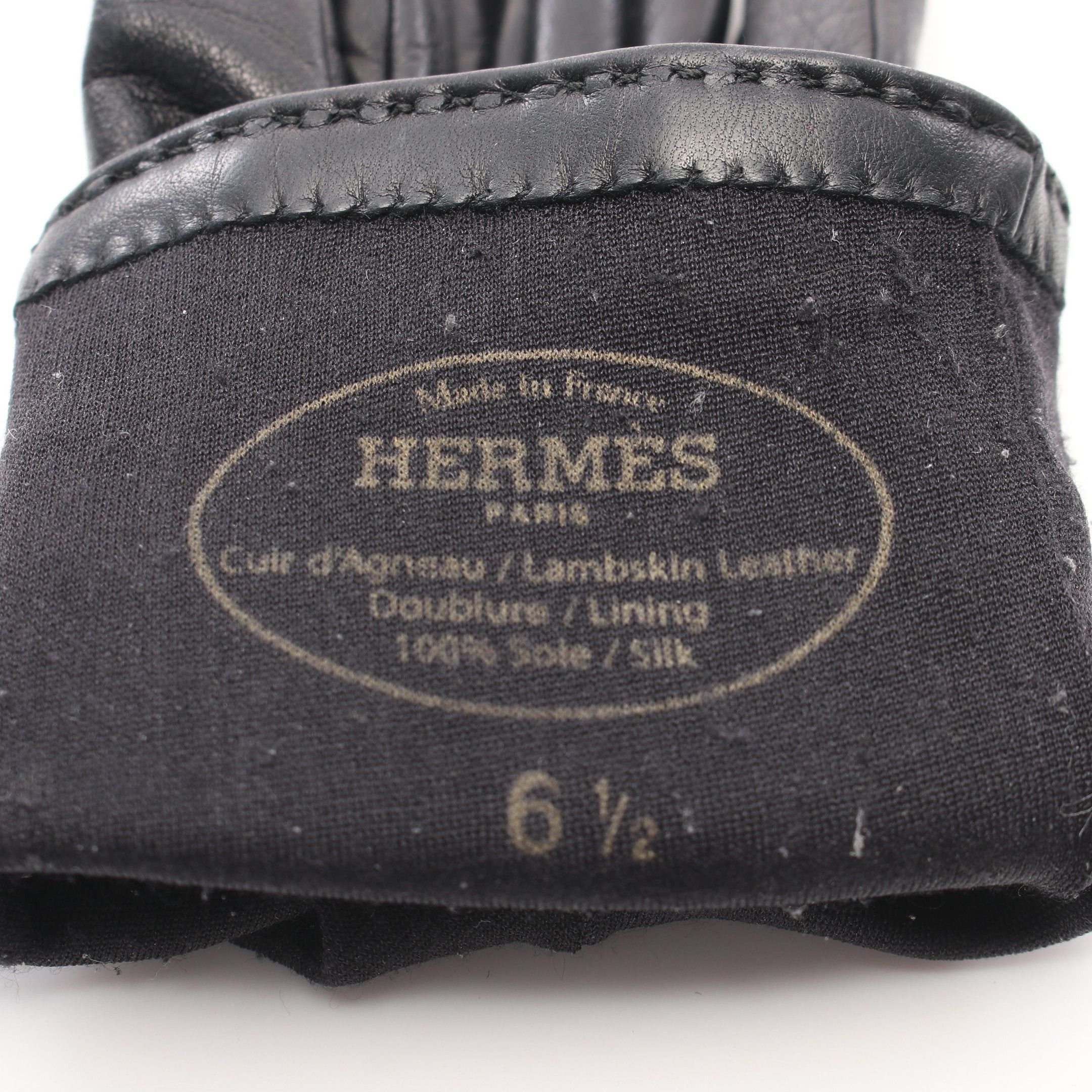 Hermes Hermes Kelly Gloves Glove Lambskin Black Silver Hardware Size ONE SIZE - 3 Thumbnail