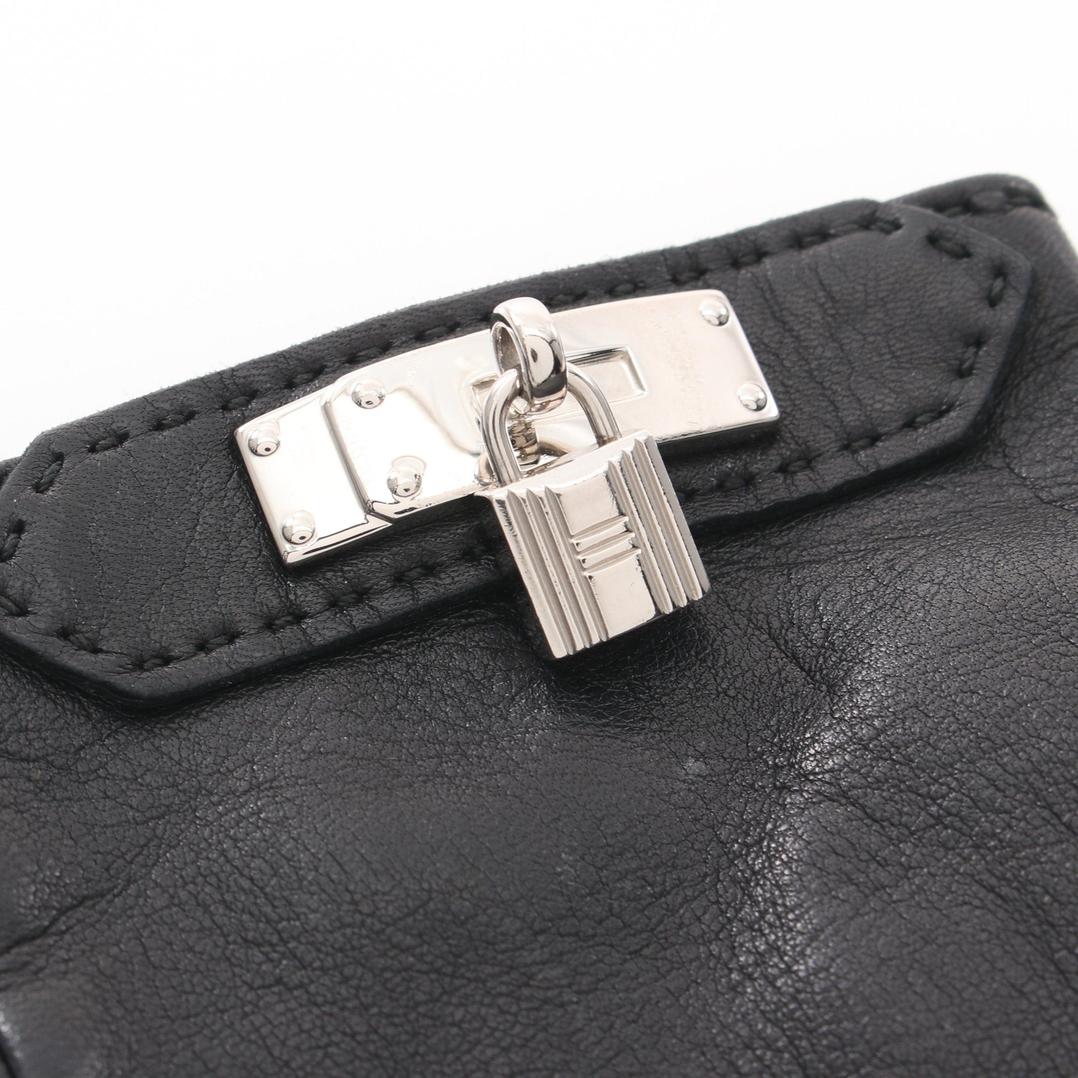 Hermes Hermes Kelly Gloves Glove Lambskin Black Silver Hardware Size ONE SIZE - 8 Thumbnail