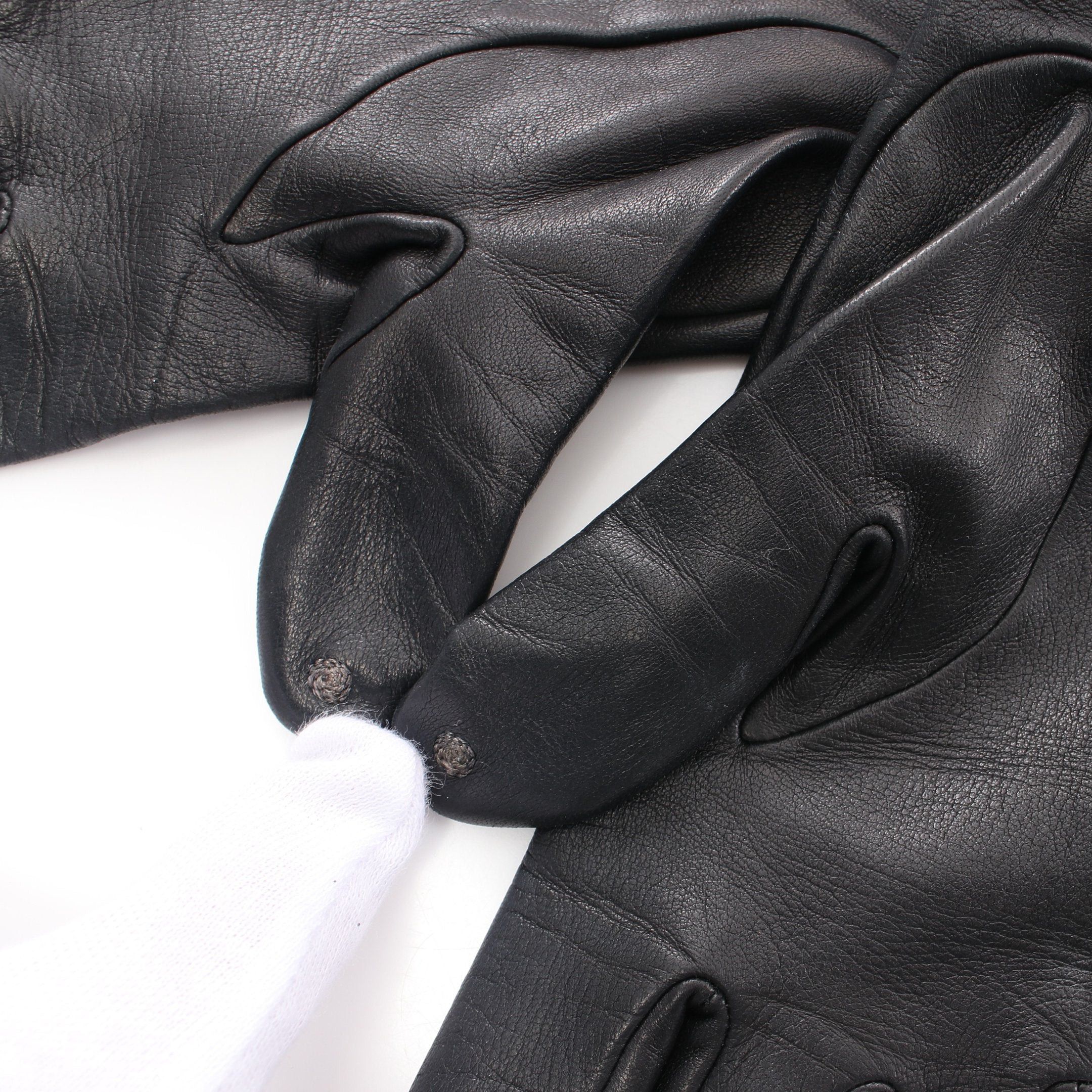 Hermes Hermes Kelly Gloves Glove Lambskin Black Silver Hardware Size ONE SIZE - 6 Thumbnail