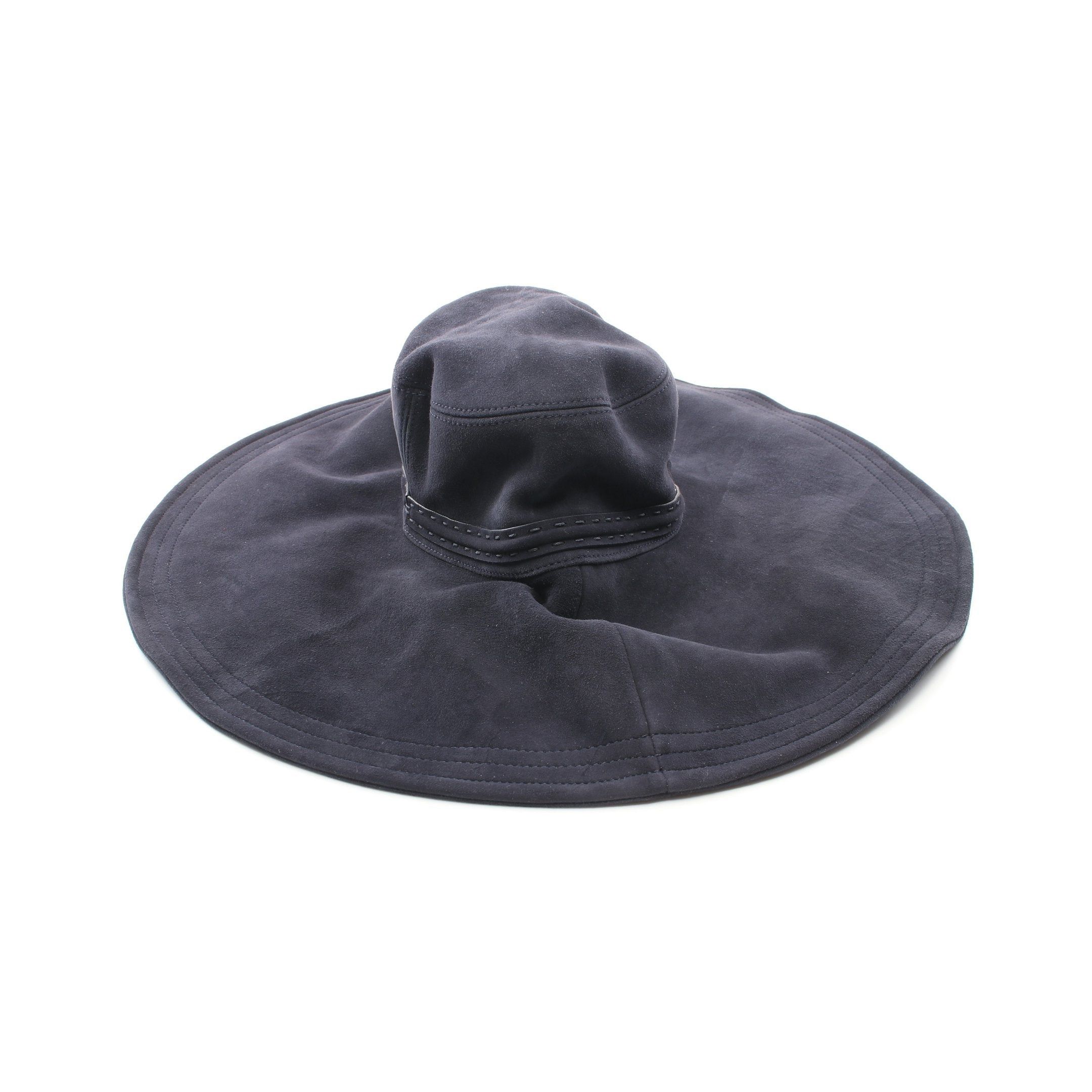 Fendi Fendi Hat Suede Dark Navy Size ONE SIZE - 2 Thumbnail