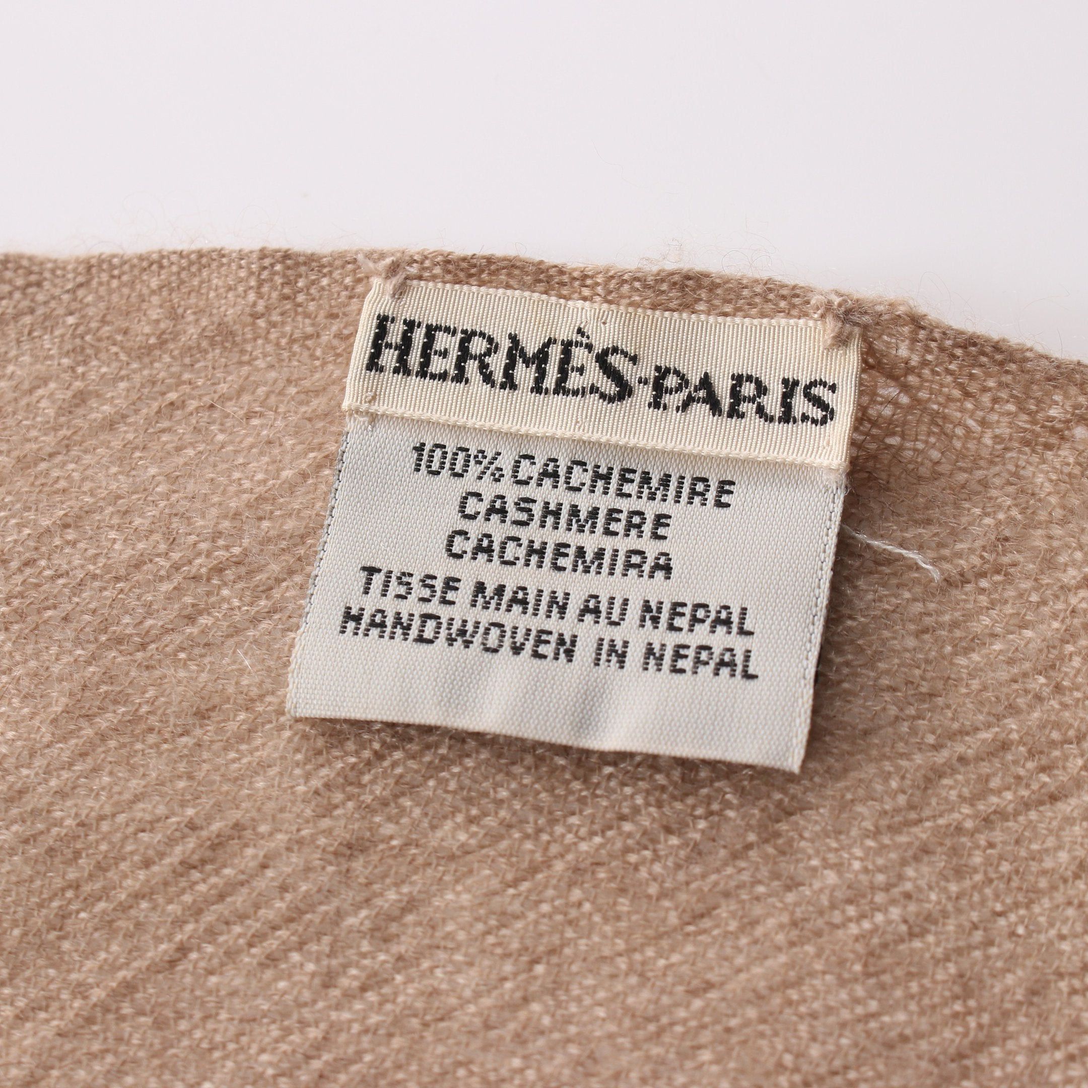 Hermes Hermes Stall Shawl Cashmere Beige Size ONE SIZE - 2 Thumbnail