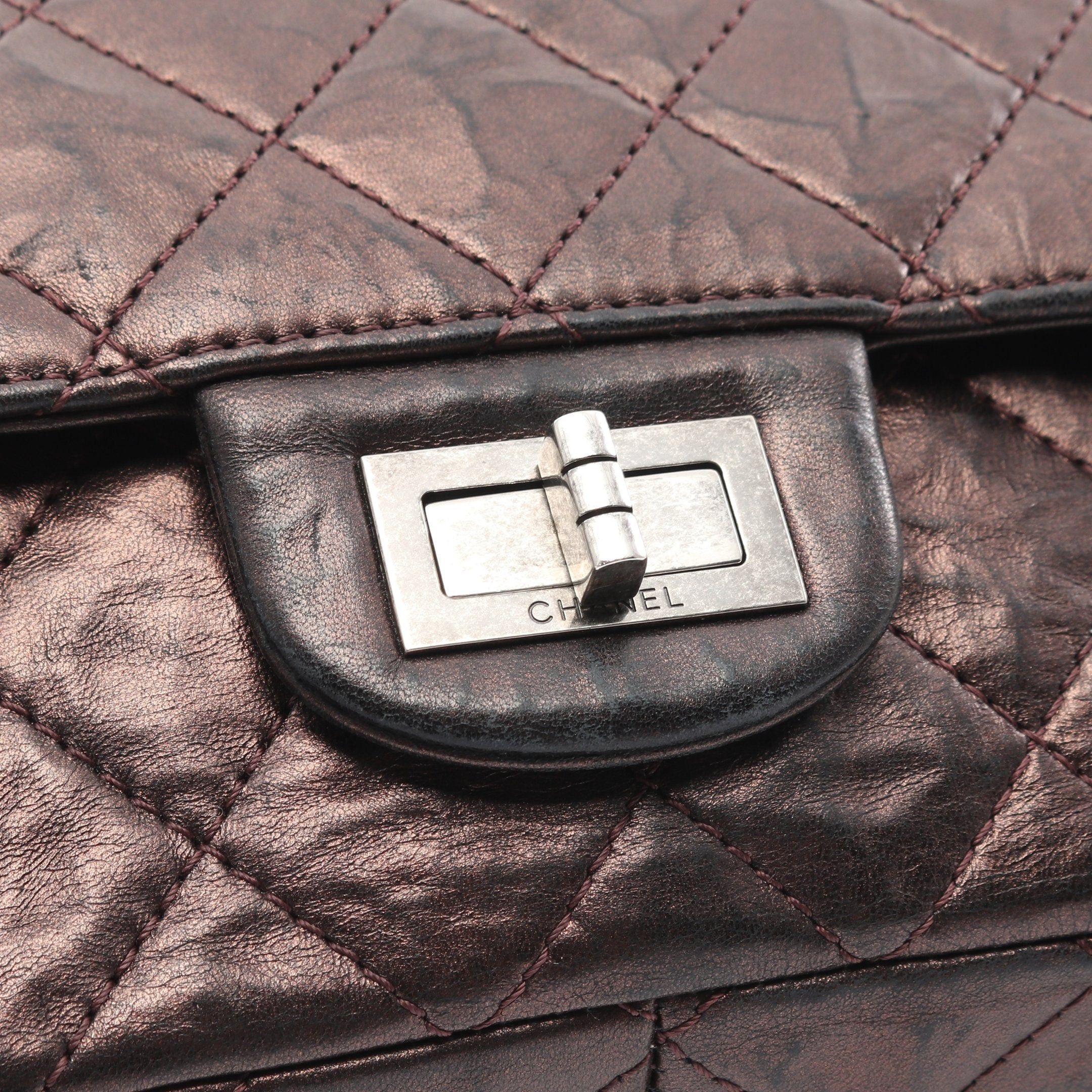 Chanel Chanel 2.55 Matelasse Maxi Double Flap Chain Shoulder Bag Leather Bronze Antique Silver Hardware Mademoiselle Size ONE SIZE - 12 Thumbnail