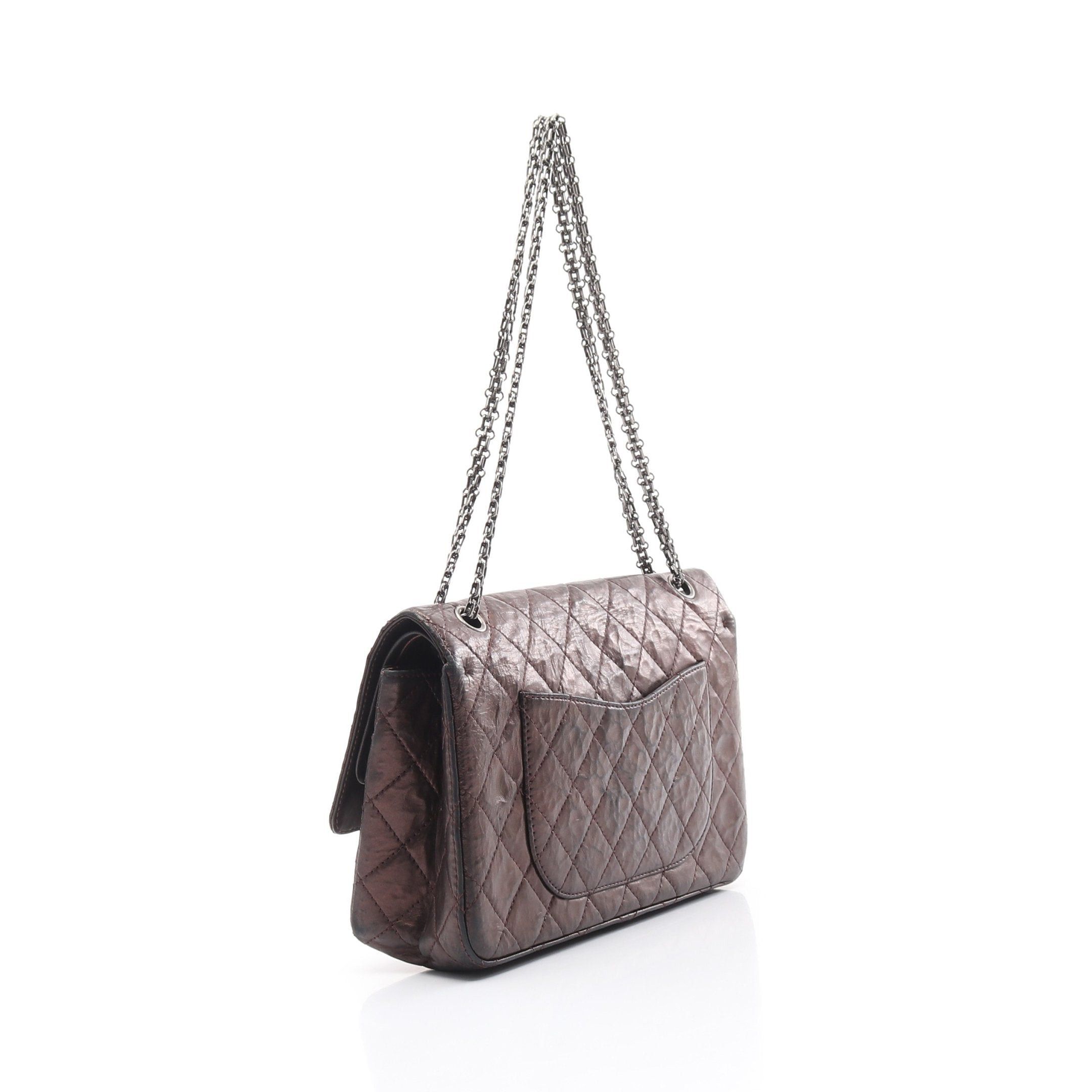 Chanel Chanel 2.55 Matelasse Maxi Double Flap Chain Shoulder Bag Leather Bronze Antique Silver Hardware Mademoiselle Size ONE SIZE - 2 Thumbnail