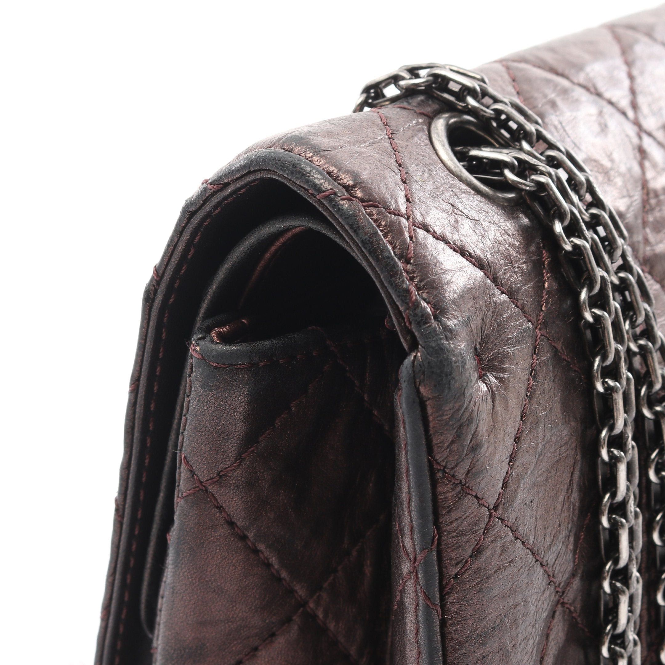 Chanel Chanel 2.55 Matelasse Maxi Double Flap Chain Shoulder Bag Leather Bronze Antique Silver Hardware Mademoiselle Size ONE SIZE - 9 Thumbnail