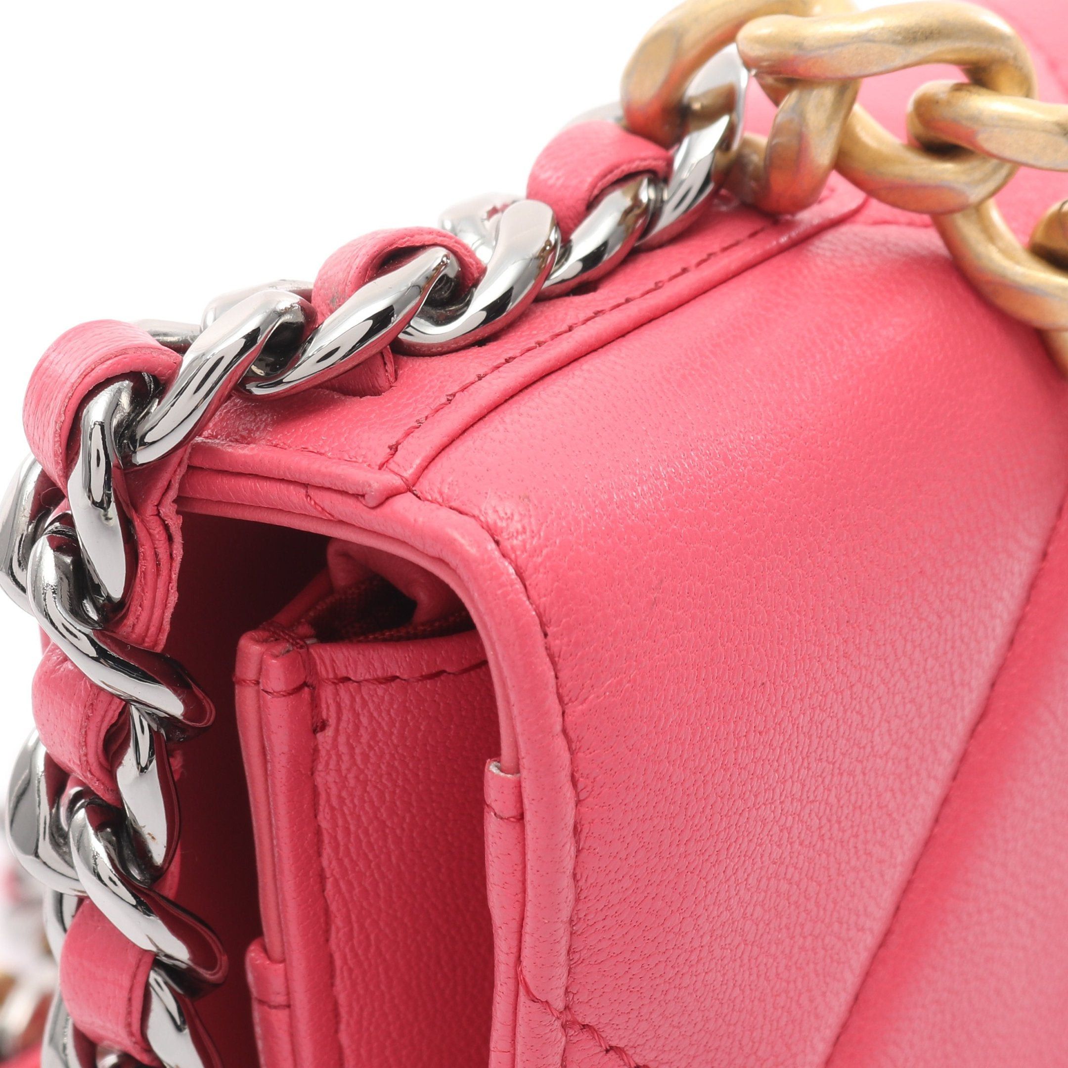 Chanel Chanel Chanel 19 Chain Wallet Leather Pink Combination Metal Fittings Size ONE SIZE - 11 Thumbnail