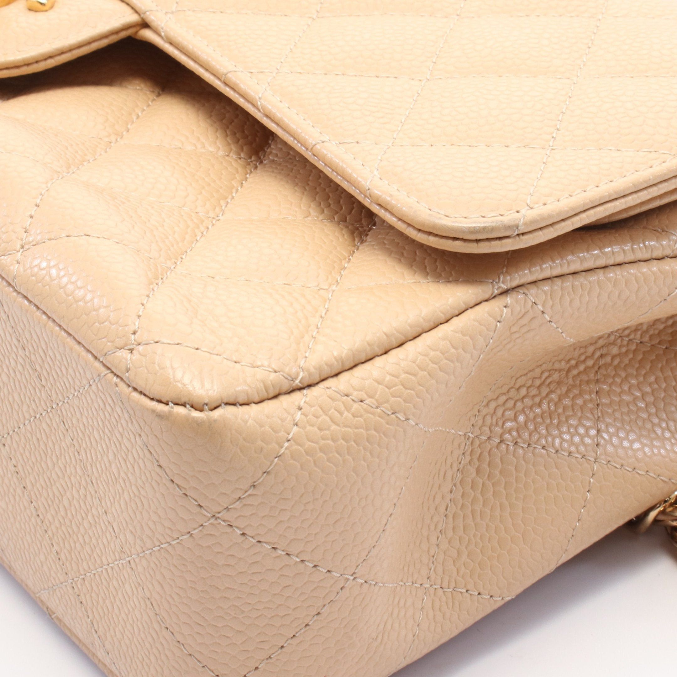 Chanel Chanel Matelasse Double Flap Chain Shoulder Bag Caviar Skin Beige Gold Hardware Size ONE SIZE - 9 Thumbnail