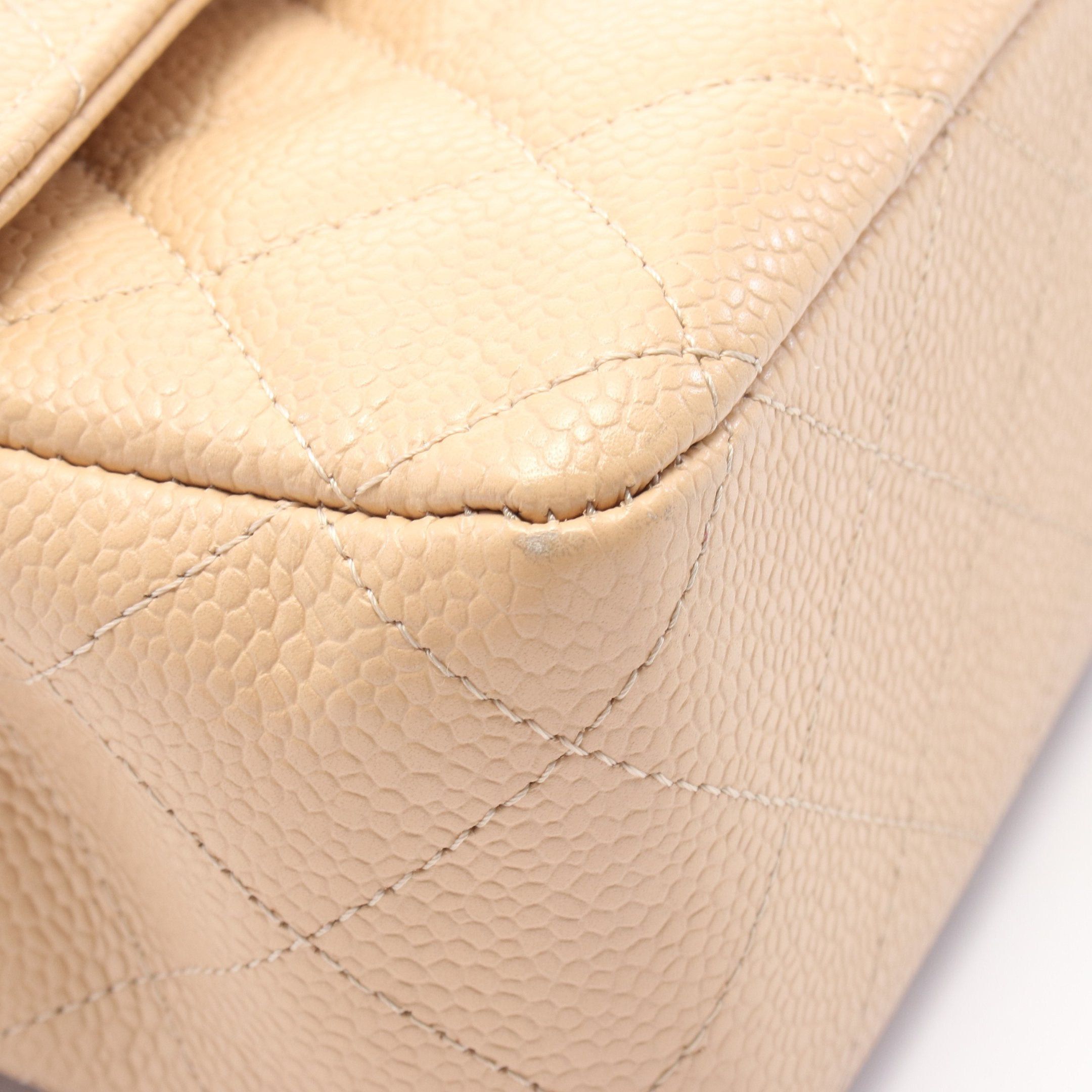 Chanel Chanel Matelasse Double Flap Chain Shoulder Bag Caviar Skin Beige Gold Hardware Size ONE SIZE - 8 Thumbnail