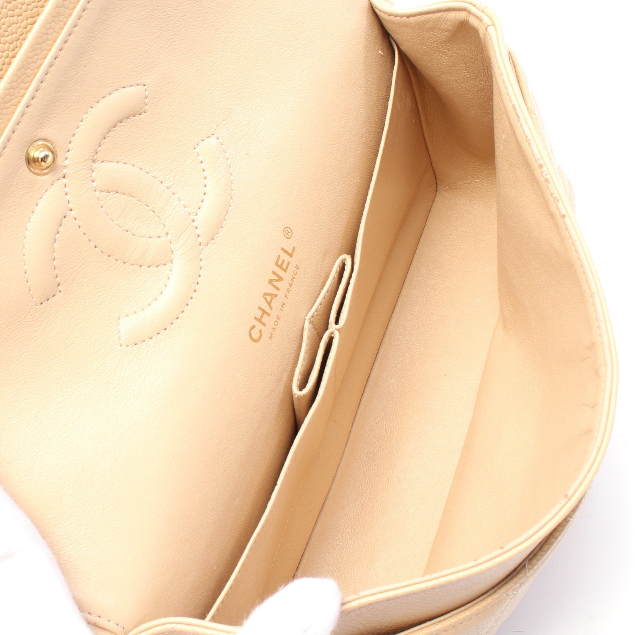 Chanel Chanel Matelasse Double Flap Chain Shoulder Bag Caviar Skin Beige Gold Hardware Size ONE SIZE - 3 Thumbnail