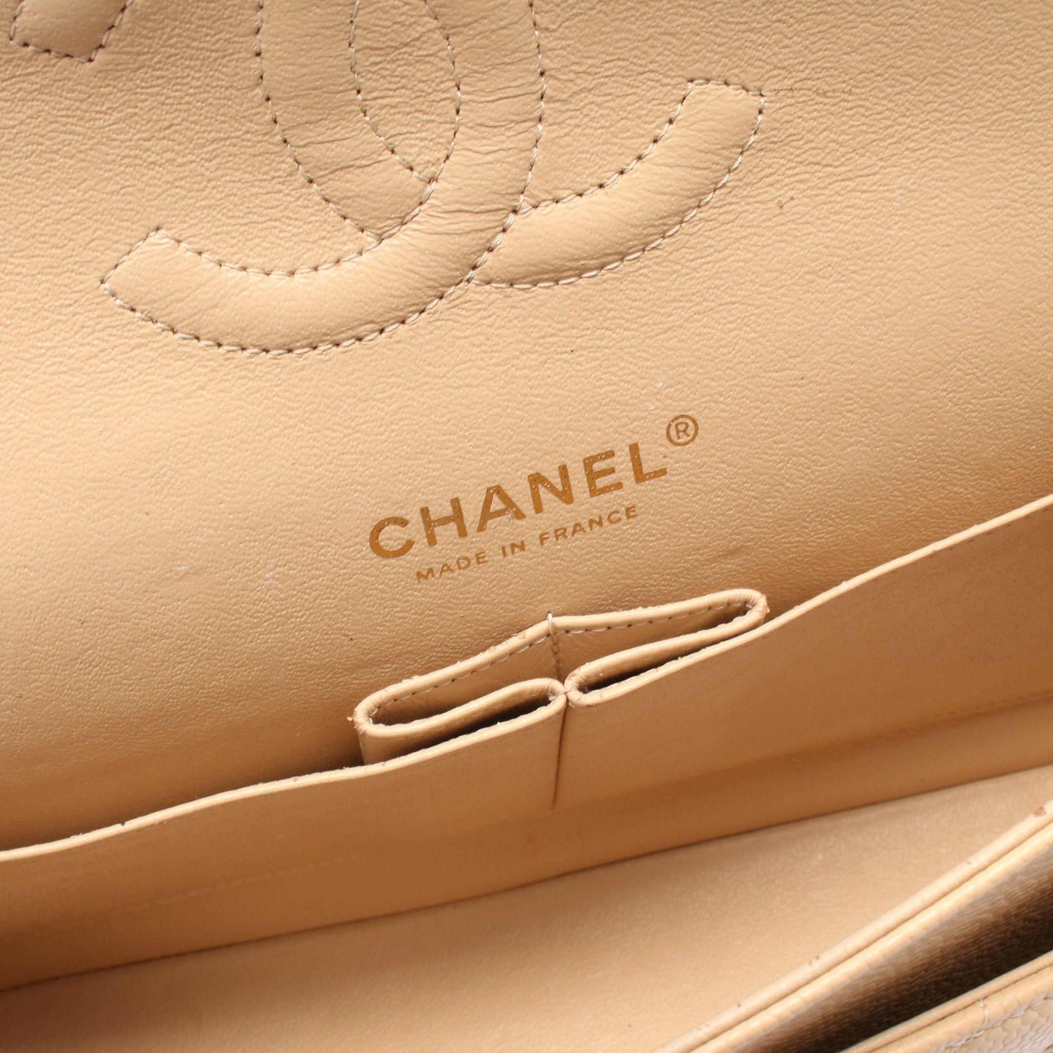 Chanel Chanel Matelasse Double Flap Chain Shoulder Bag Caviar Skin Beige Gold Hardware Size ONE SIZE - 4 Thumbnail