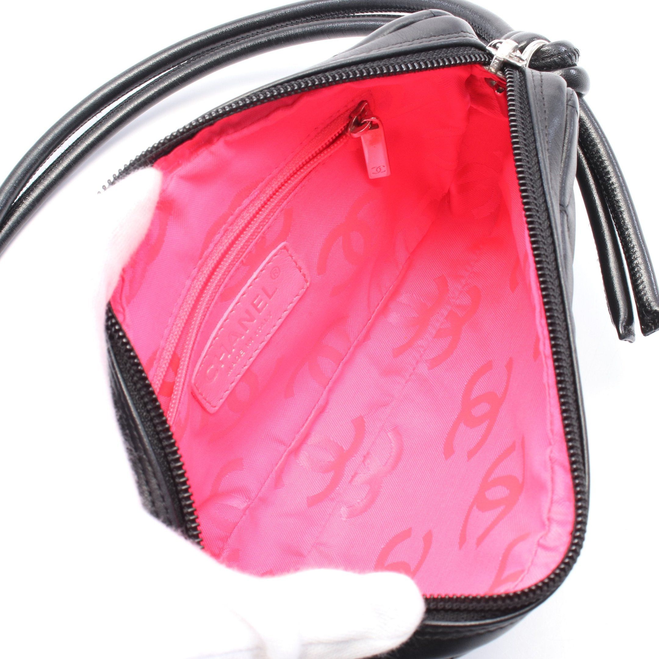 Chanel Chanel Cambon Line Accessory Pouch Handbag Leather Black White Silver Hardware Size ONE SIZE - 3 Thumbnail